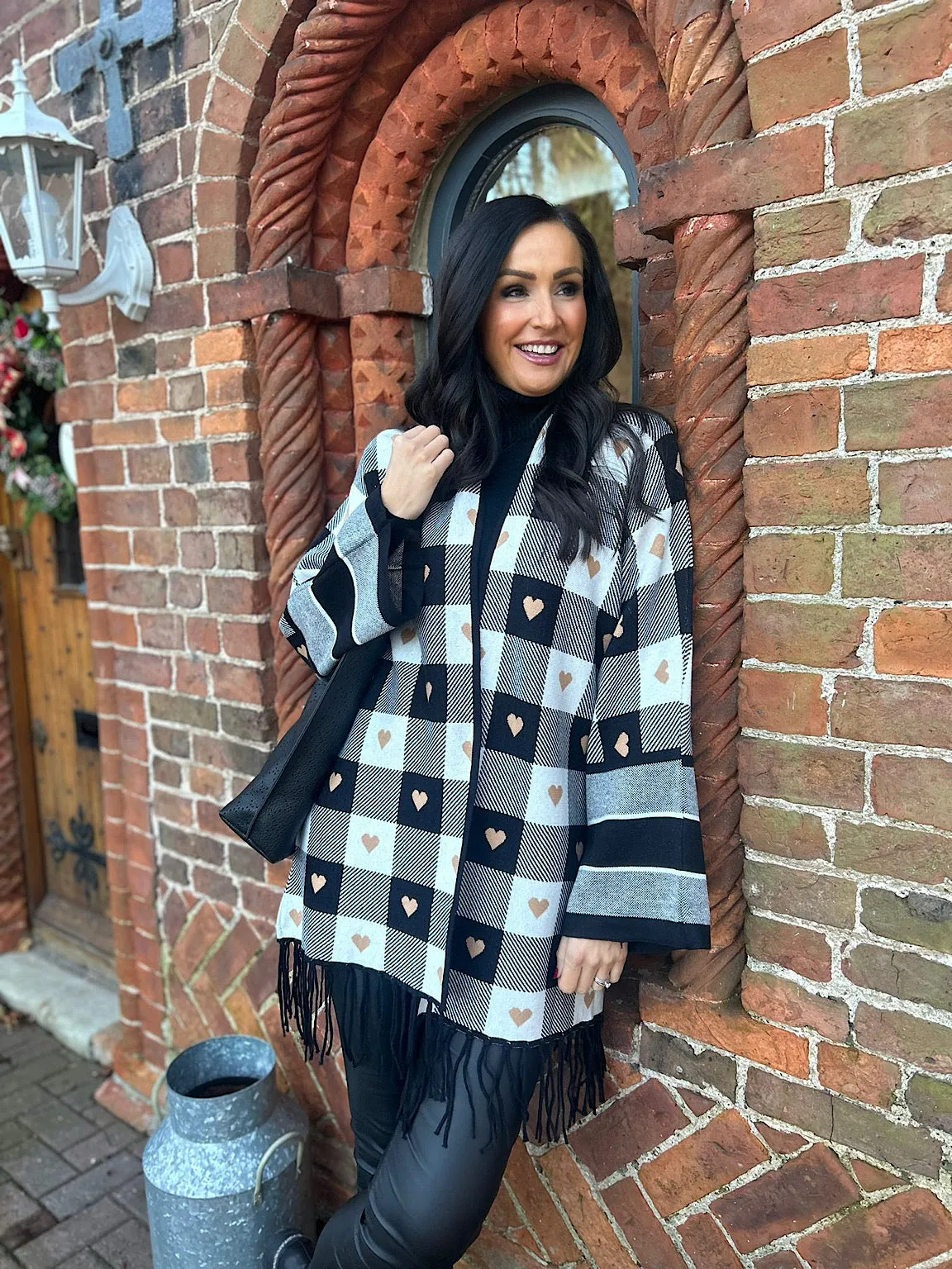 Black Heart Checked Cardigan Danni