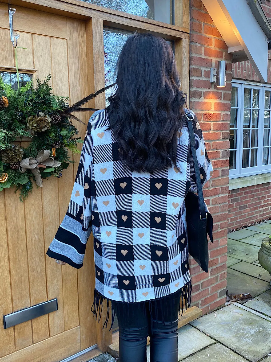 Black Heart Checked Cardigan Danni