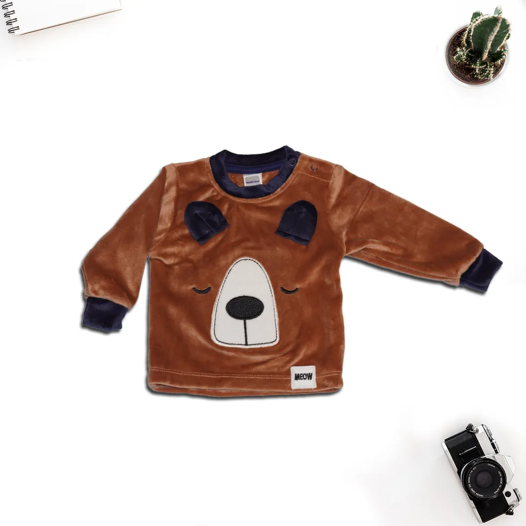 Cartoon Printed Sweatshirt and Joggers Set - Brown