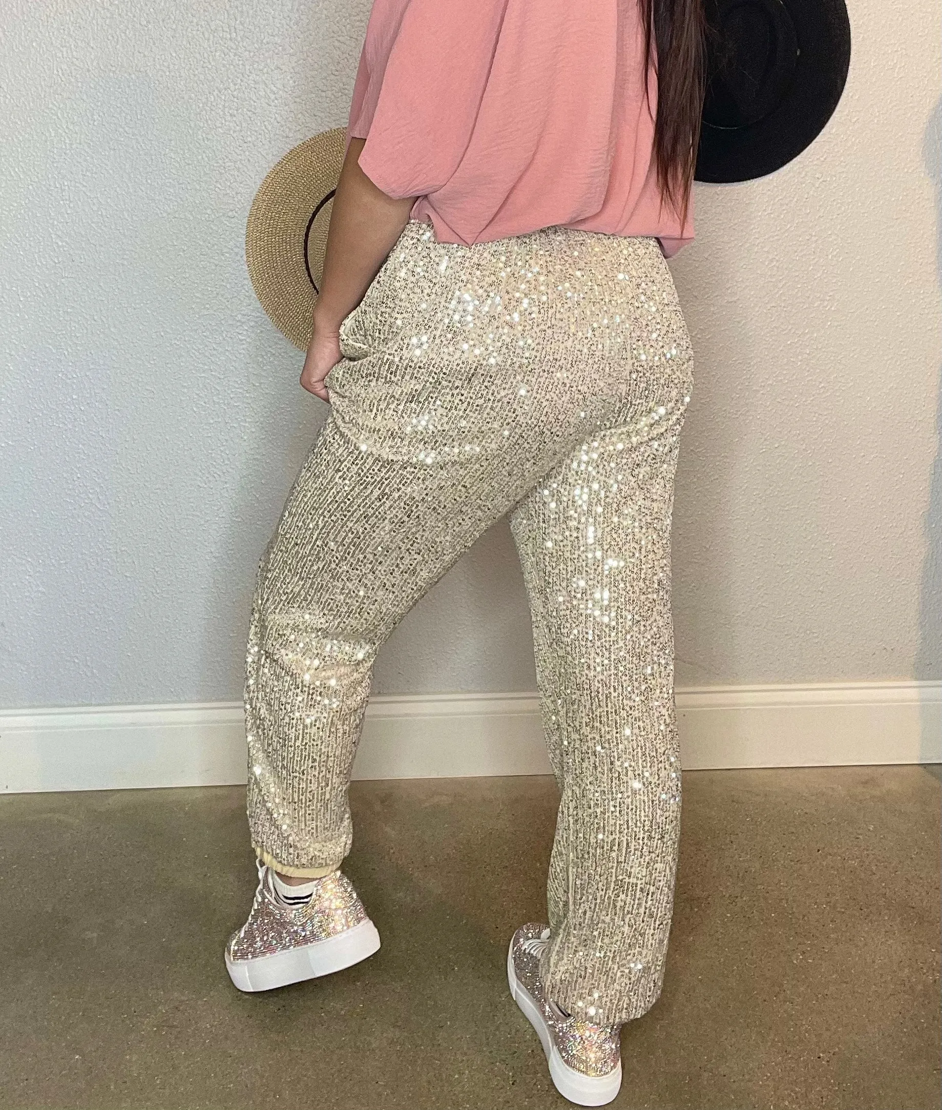 Champagne Sequins Joggers