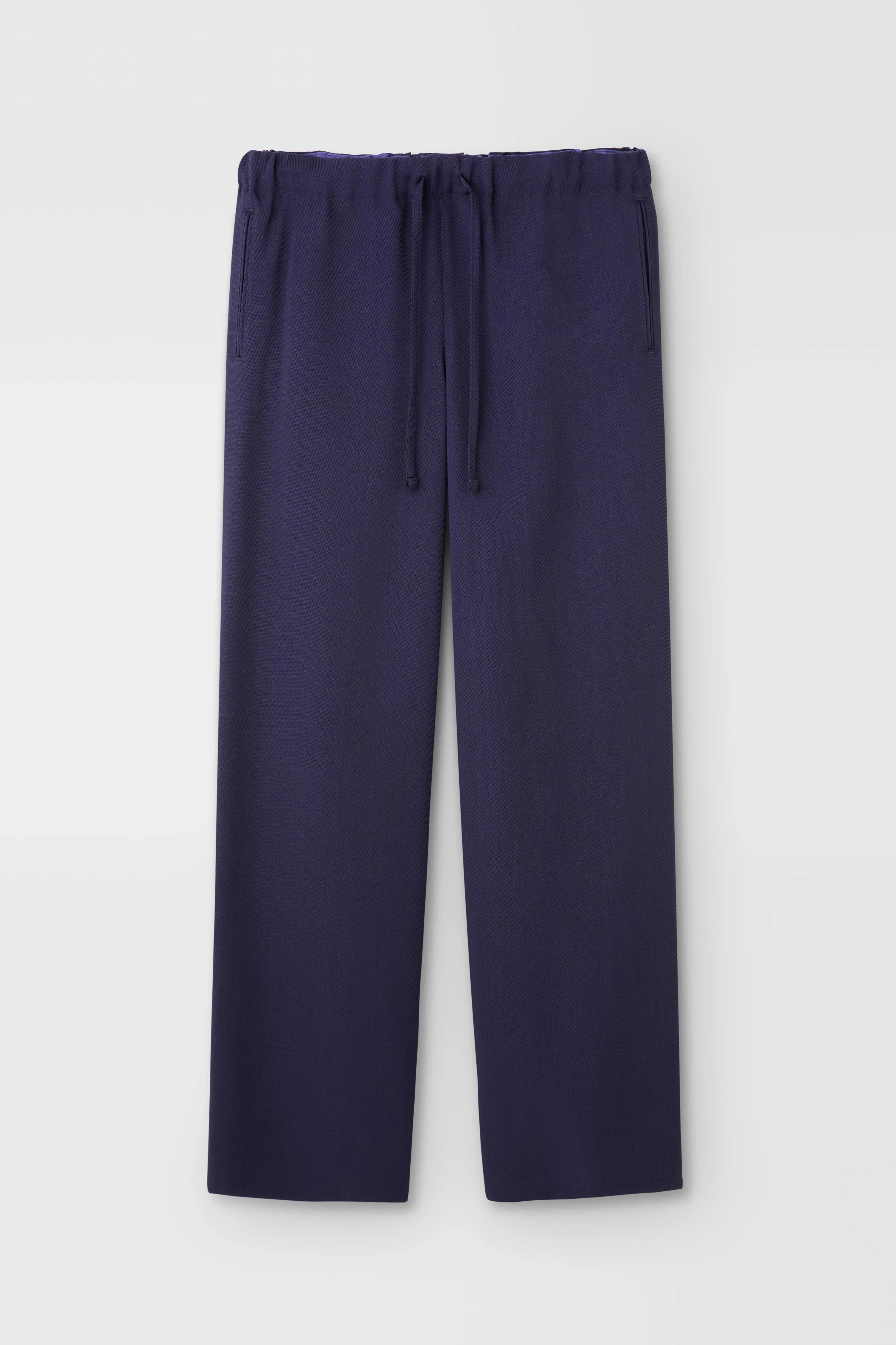 Classic Rayon Tricotine Drawstring Trouser in Navy