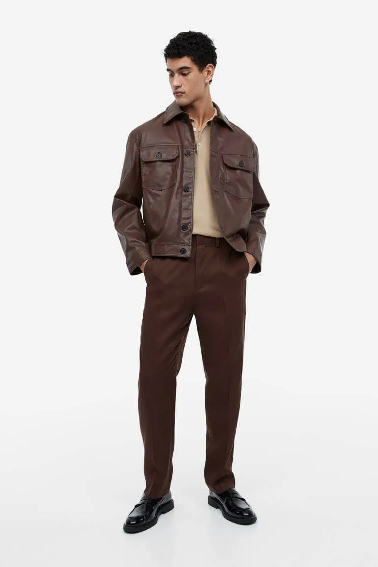 Classic trousers H&M Regular Fit Lyocell, brown