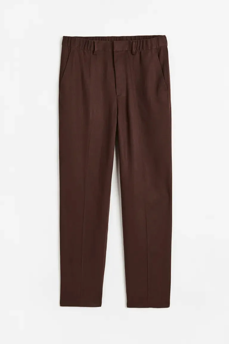 Classic trousers H&M Regular Fit Lyocell, brown