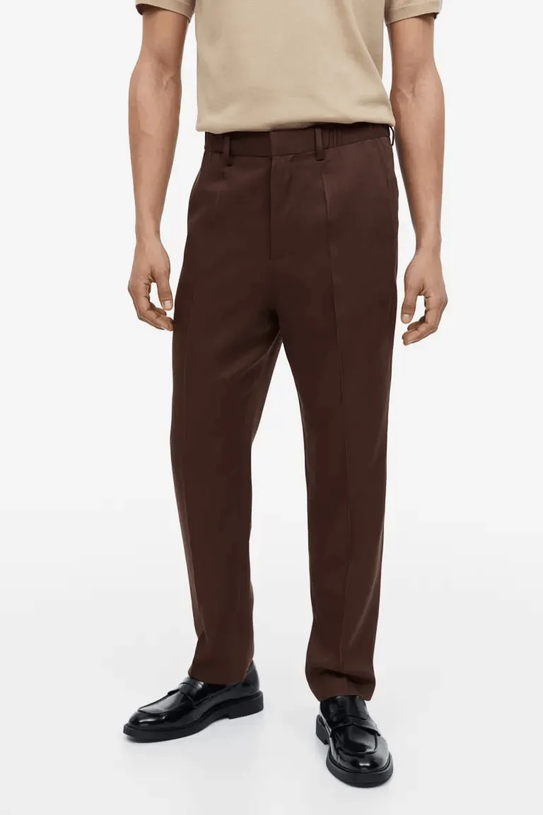 Classic trousers H&M Regular Fit Lyocell, brown