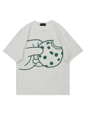 Cookies Pattern Print Niche Street Fashion T-Shirt