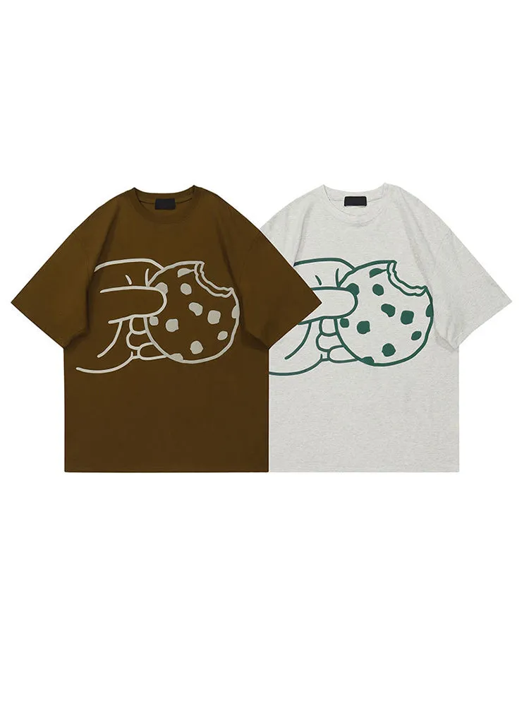 Cookies Pattern Print Niche Street Fashion T-Shirt