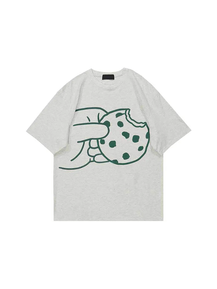 Cookies Pattern Print Niche Street Fashion T-Shirt