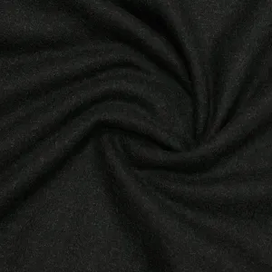 Deep Charcoal Boiled Wool Fabric