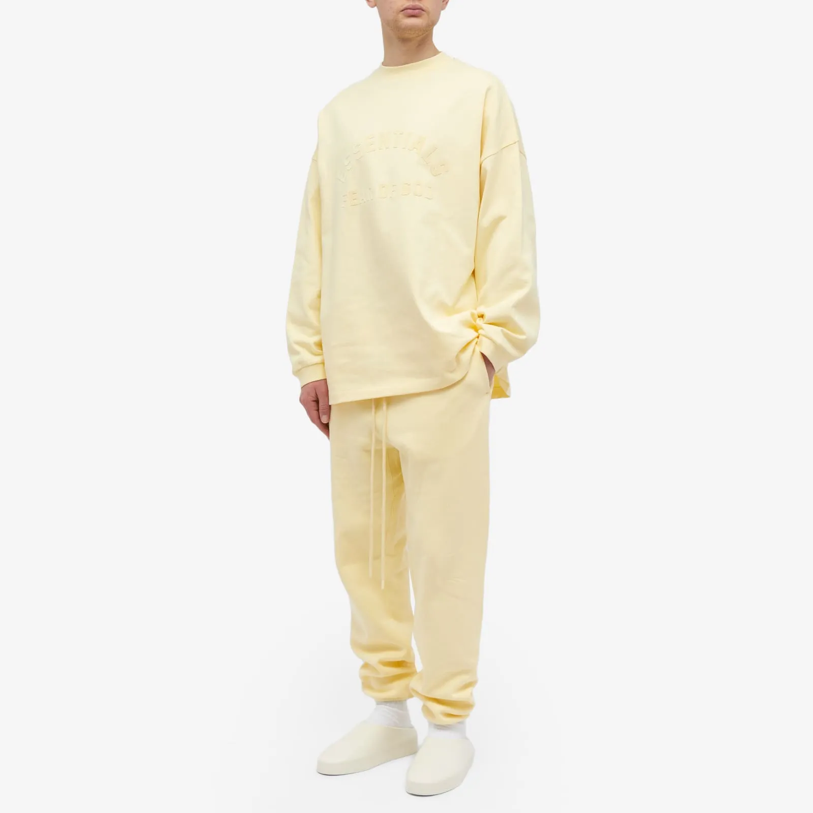 Fear Of God Essentials Spring Long Sleeve Printed T-Shirt in Garden Yellow