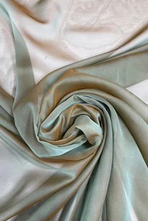 Golden Jungle Green Iridescent Silk Chiffon