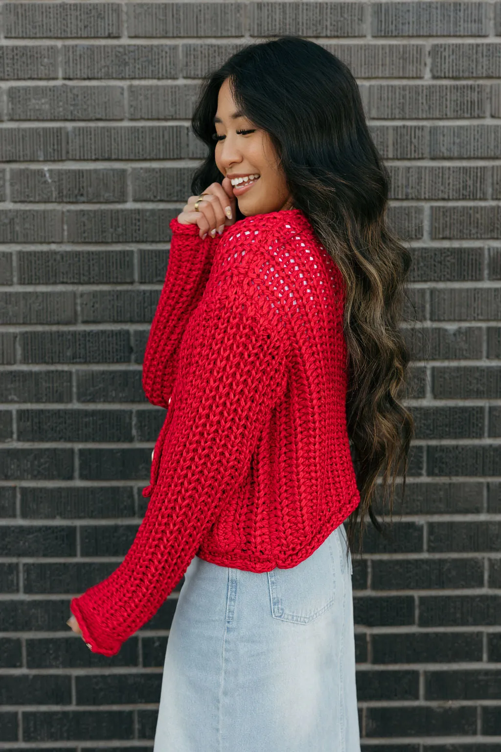 Harper Cardigan-Red