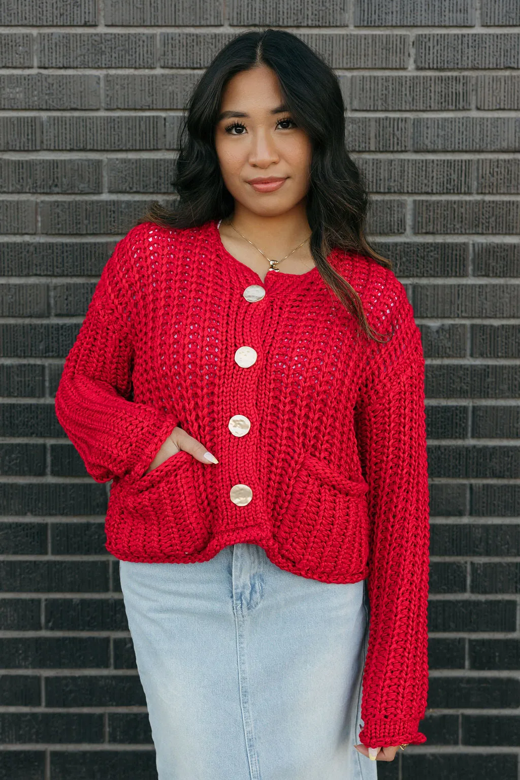 Harper Cardigan-Red