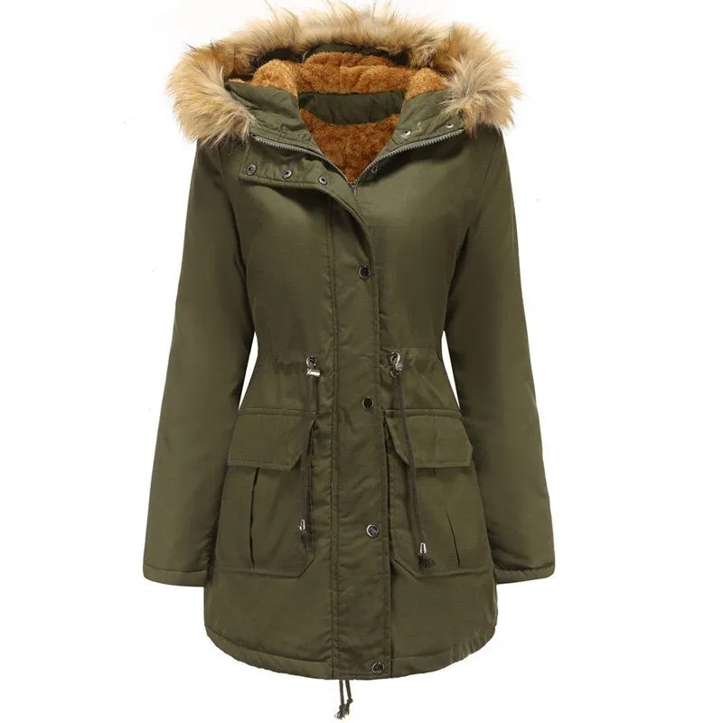 Hooded fur collar winter warm jacket