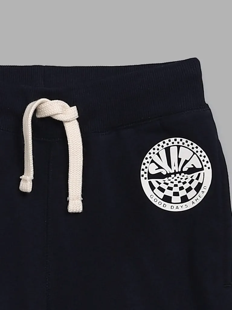 HOP Kids Navy Printed Joggers