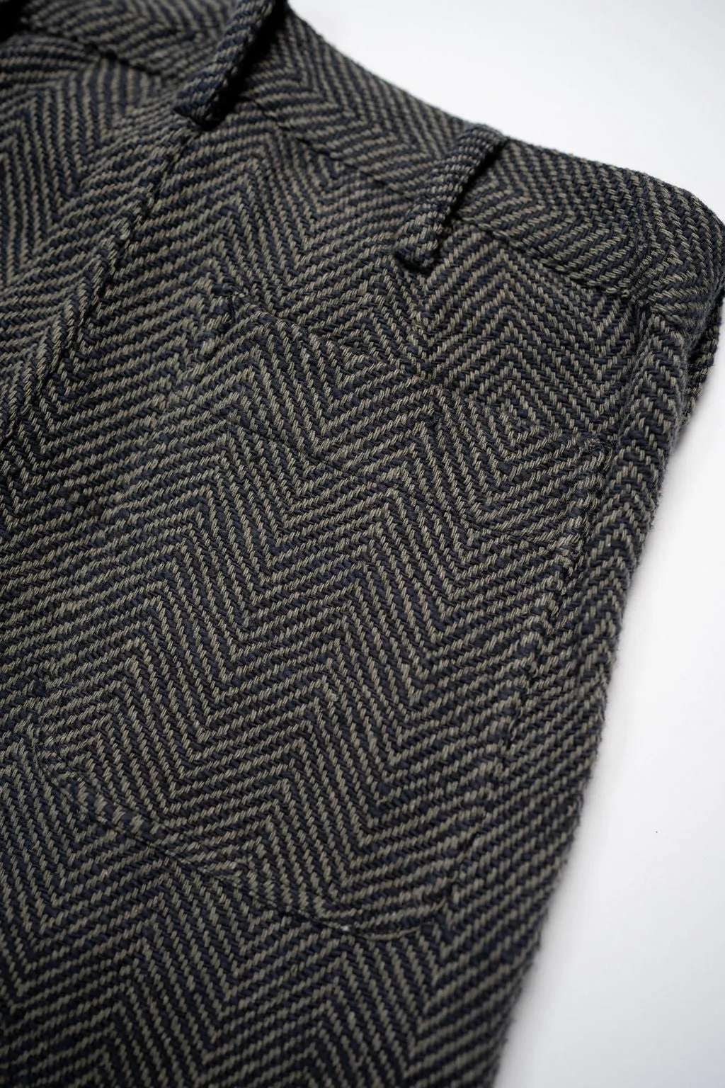 Indi   Ash Issac Pant - Iron/Charcoal Handspun Herringbone