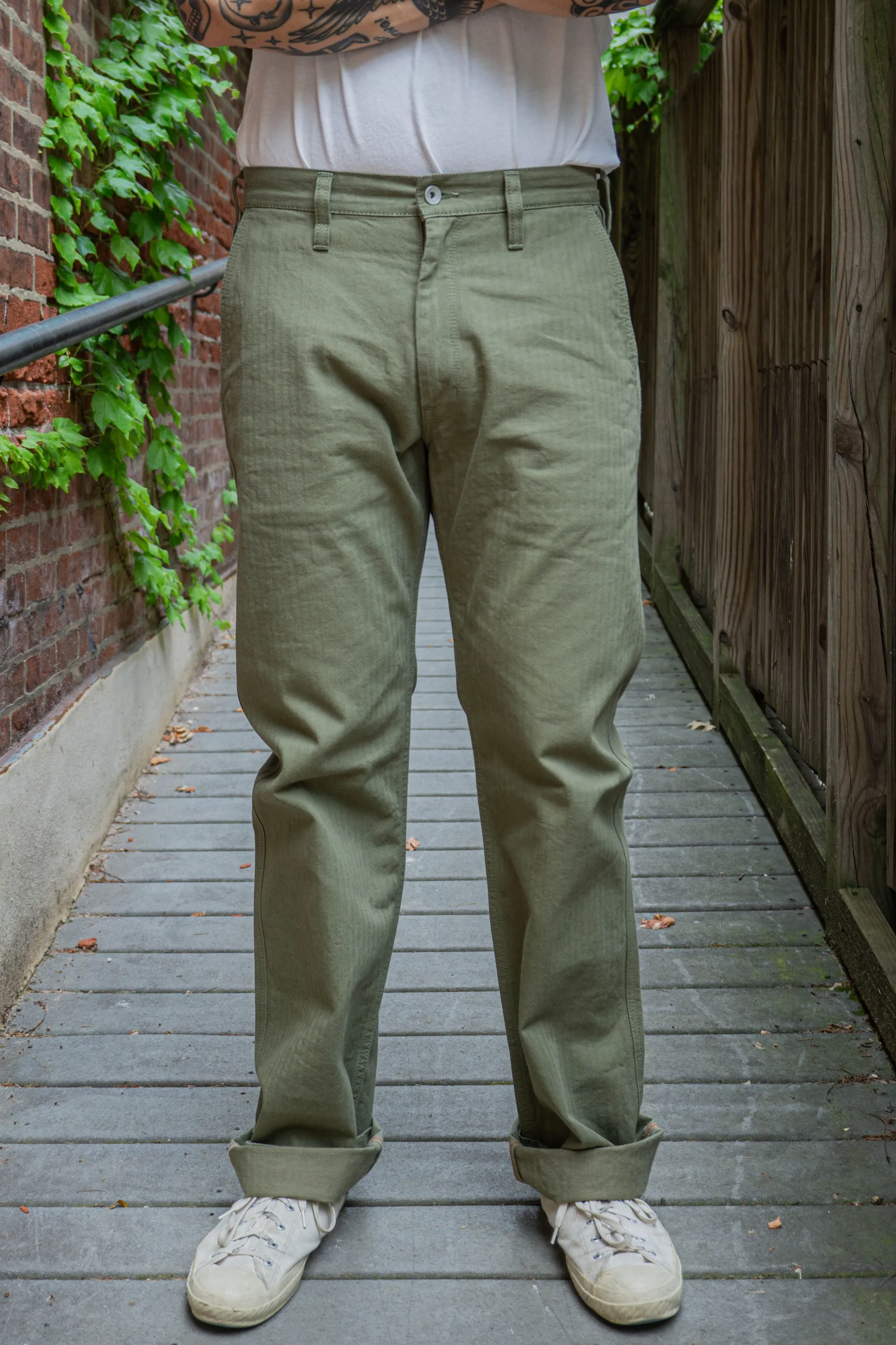 Iron Heart IH-735-ODG 11oz Herringbone Work Pants - Olive Drab Green