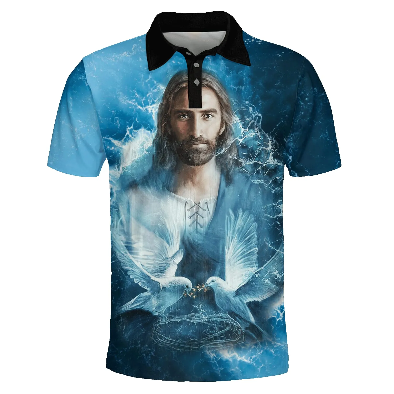 Jesus And Dove Polo Shirt - Christian Shirts & Shorts