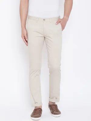 JUMP USA Men Cream Regular Fit Solid Trousers