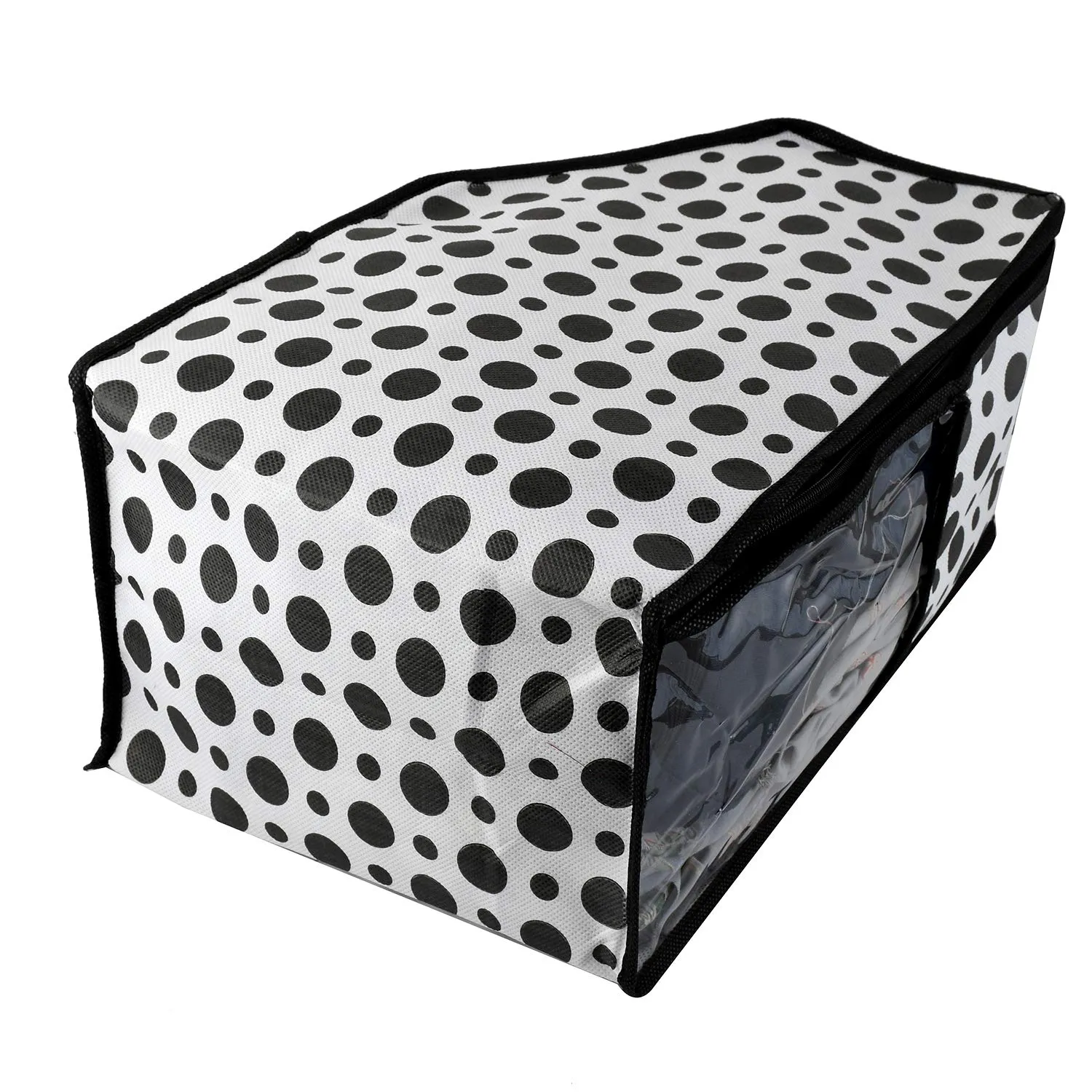 Kuber Industries Polka Dots 6 Pieces Non Woven Blouse Cover Set (Black & White) -CTKTC39390