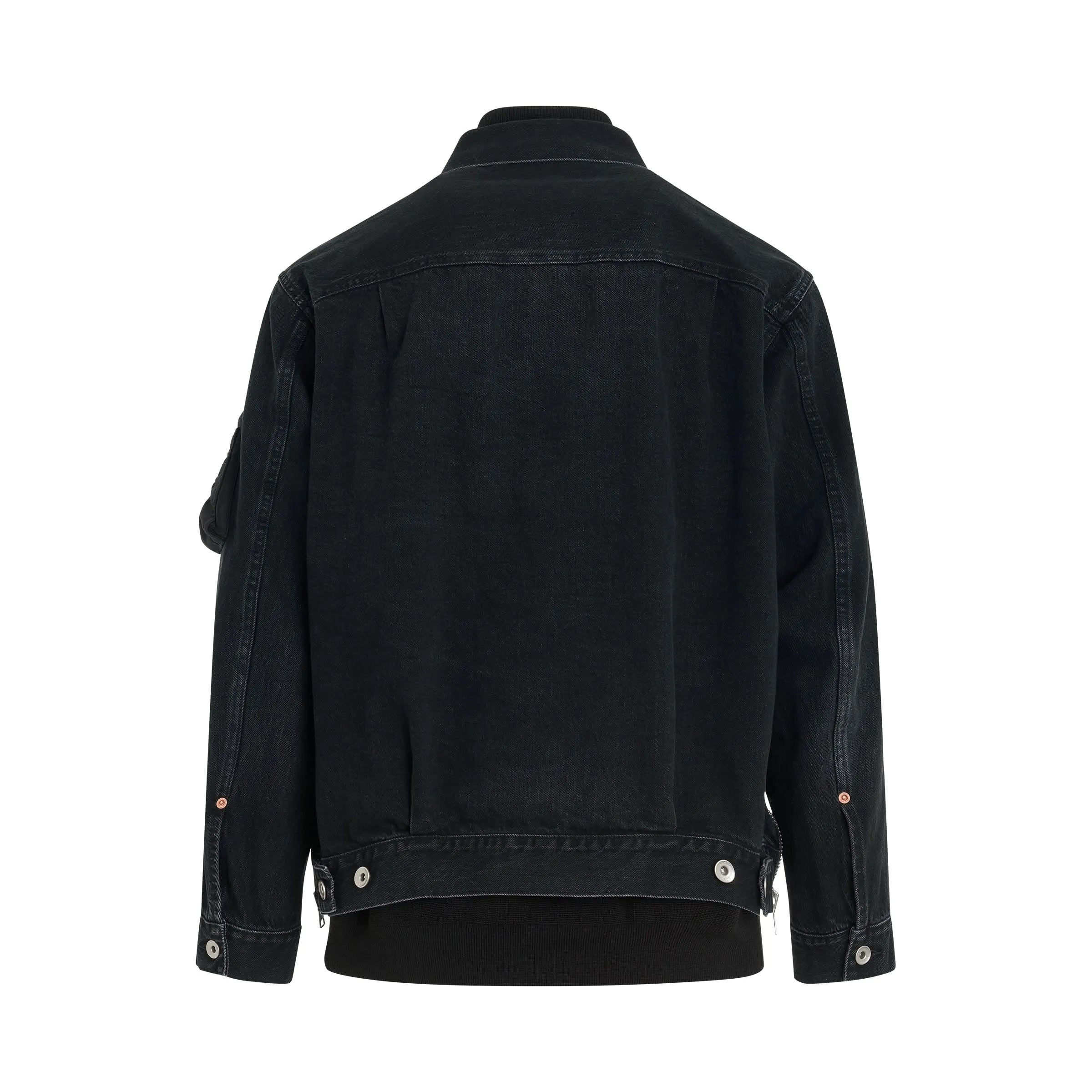 Layered Denim Blouson in Black