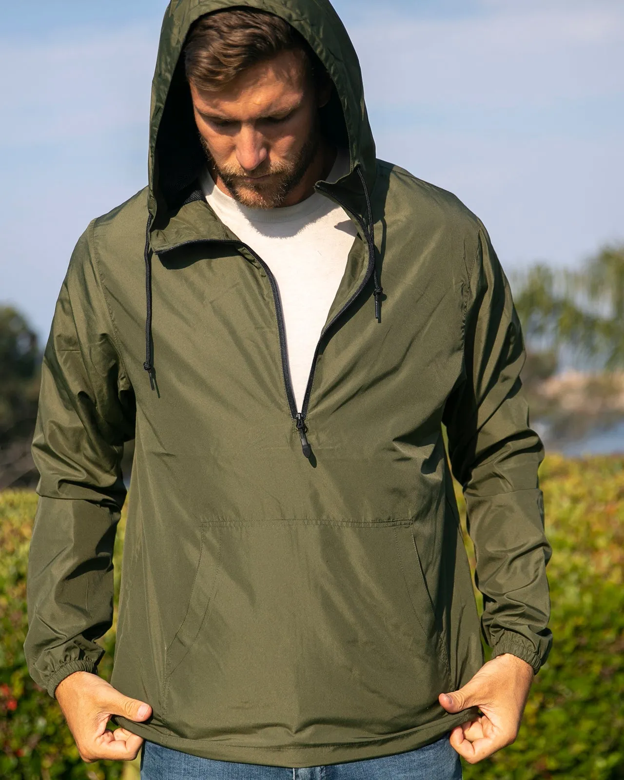 Lightweight Quarter-Zip Windbreaker Pullover Jacket