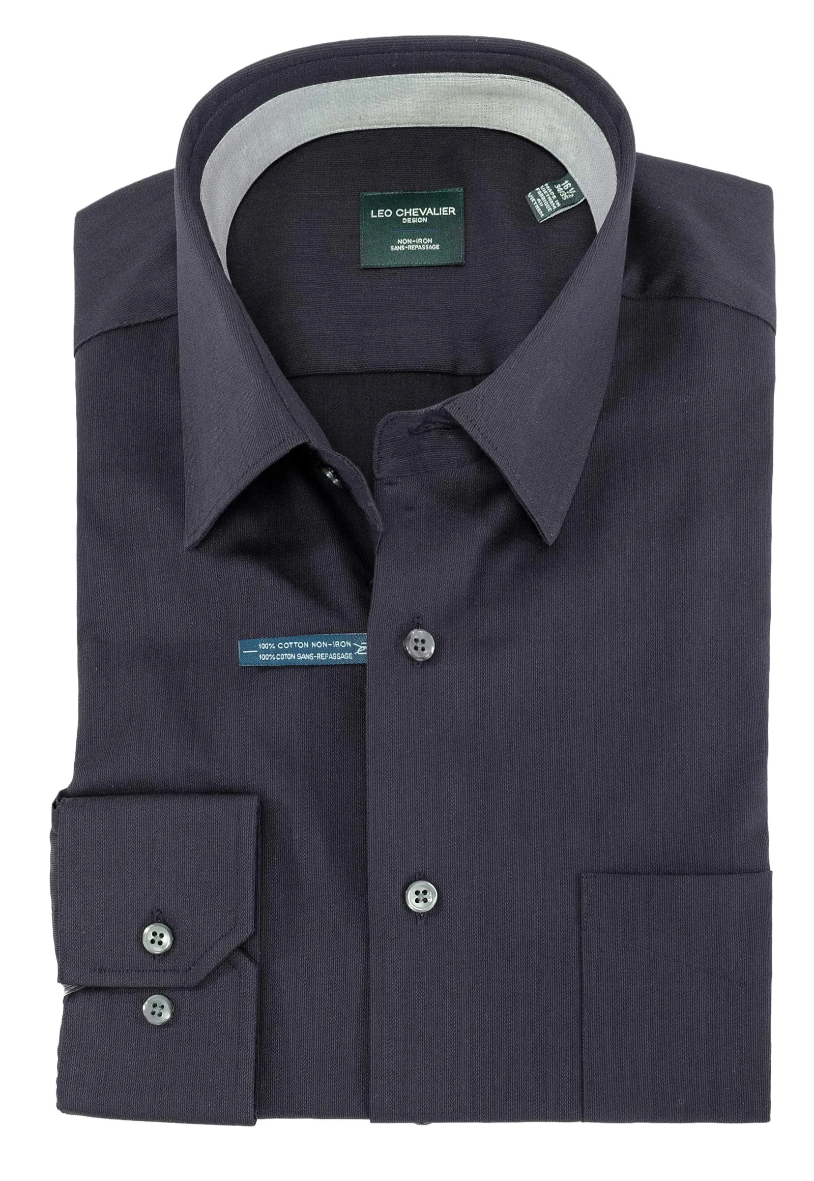 Mens 100% Cotton Non Iron Contemporary Fit Dress Shirts Contrasting Buttons and Trims Available in 6 Colors