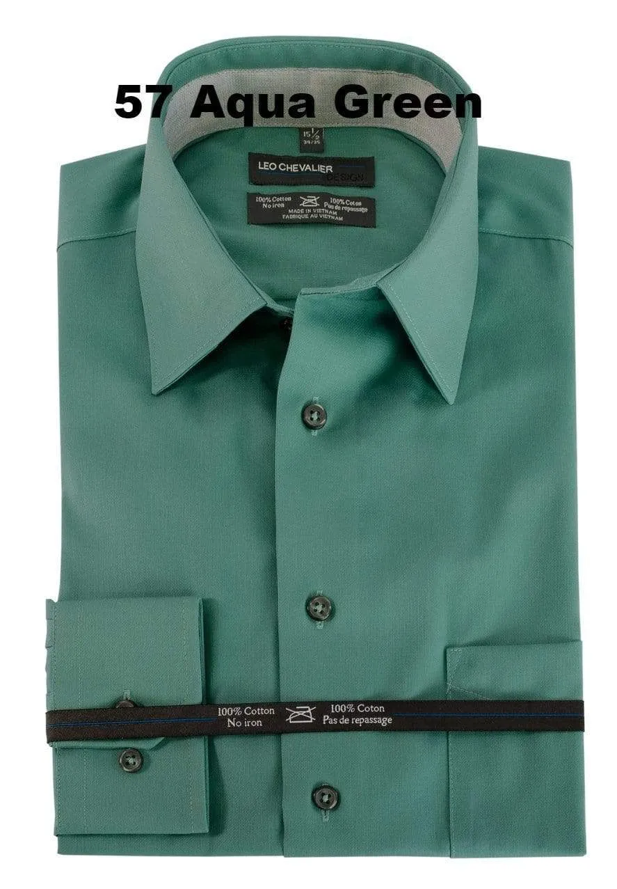 Mens 100% Cotton Non Iron Contemporary Fit Dress Shirts Contrasting Buttons and Trims Available in 6 Colors