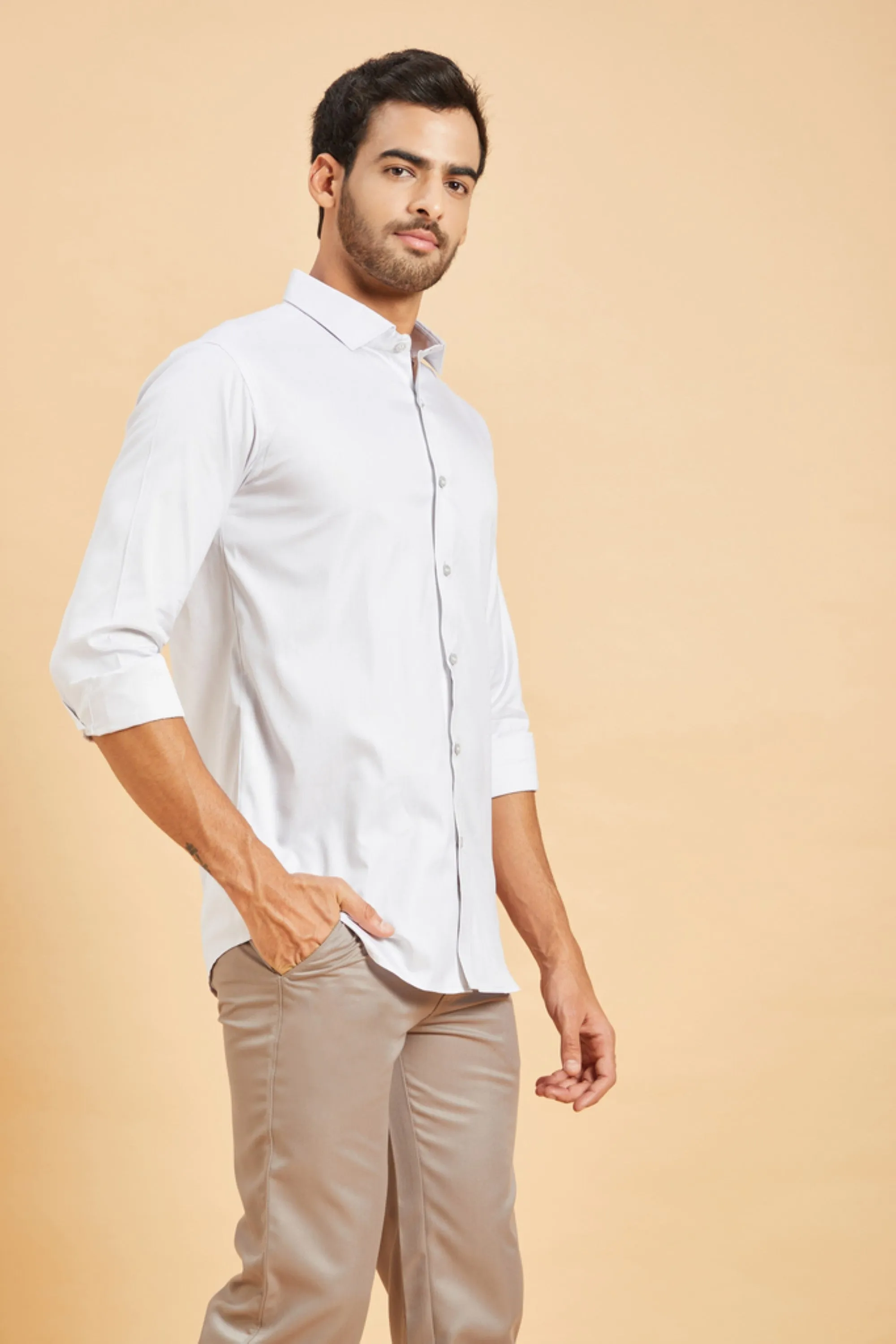 Men's Grey Color June Grey Shirt Full Sleeves Casual Shirt - Hilo Design