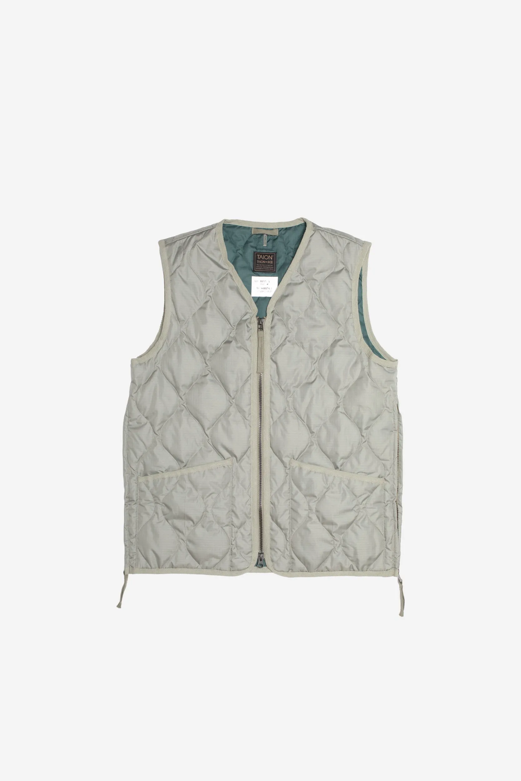 Military V Neck W-Zip Down Vest | Dark Sage Green