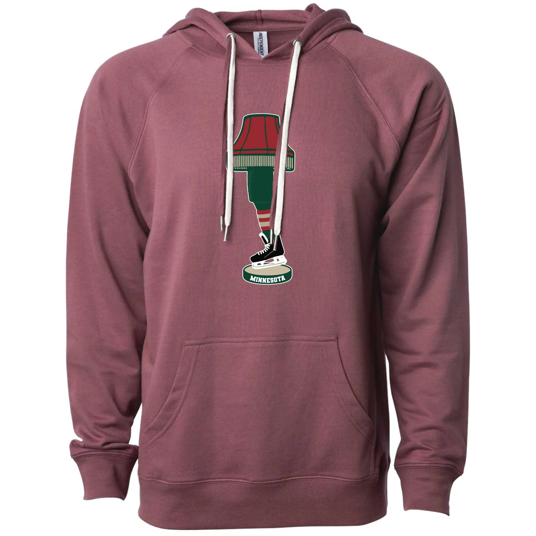 Minnesota Hockey Holiday Leg Lamp Lightweight Hoodie