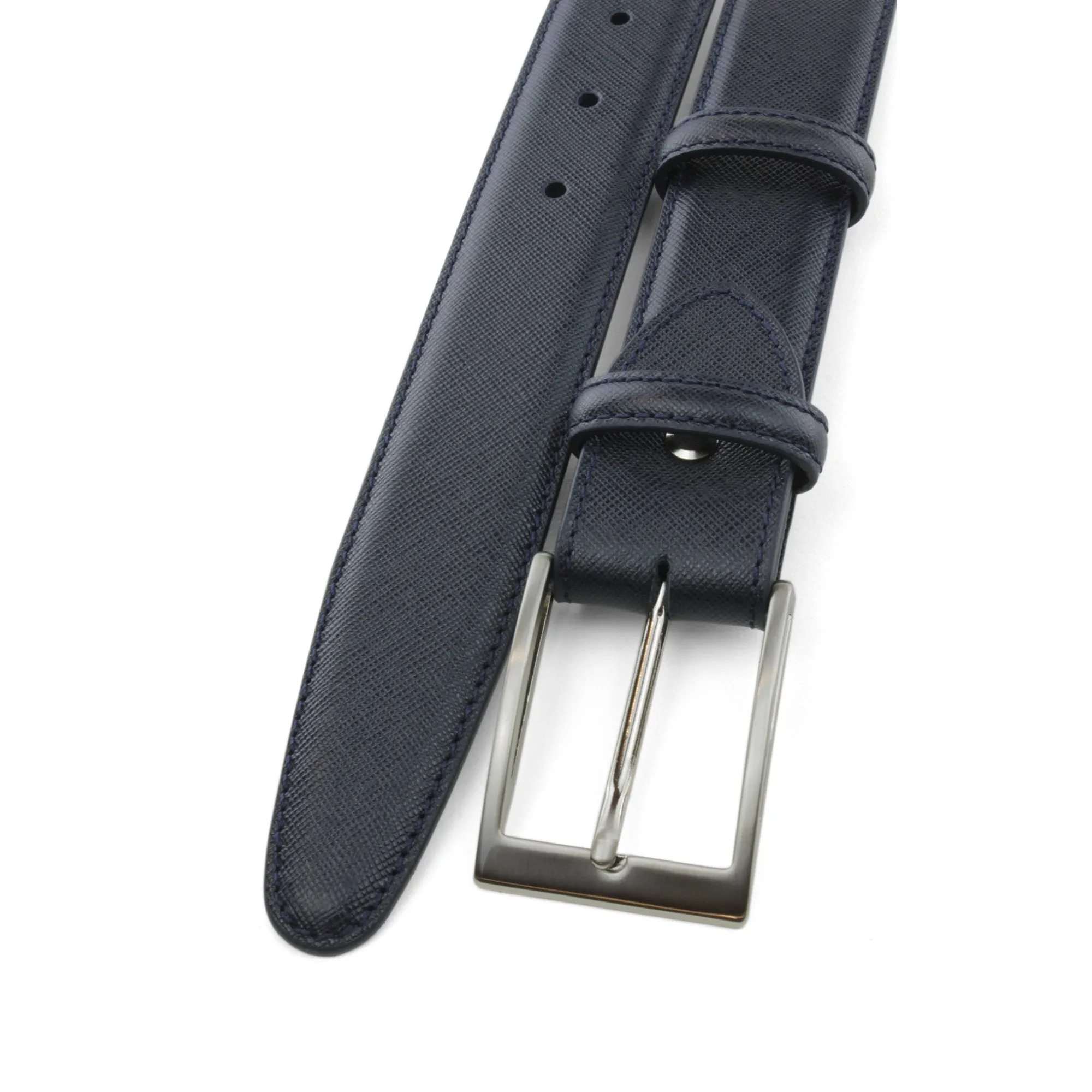 Navy Saffiano Belt