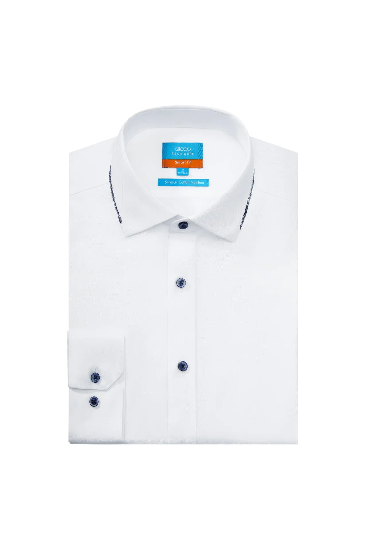 Non-Iron Cotton Stretch Oxford Shirt in Smart Fit Spread Collar