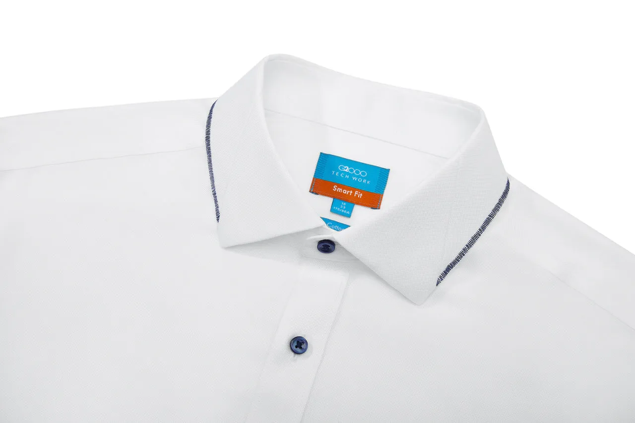 Non-Iron Cotton Stretch Oxford Shirt in Smart Fit Spread Collar