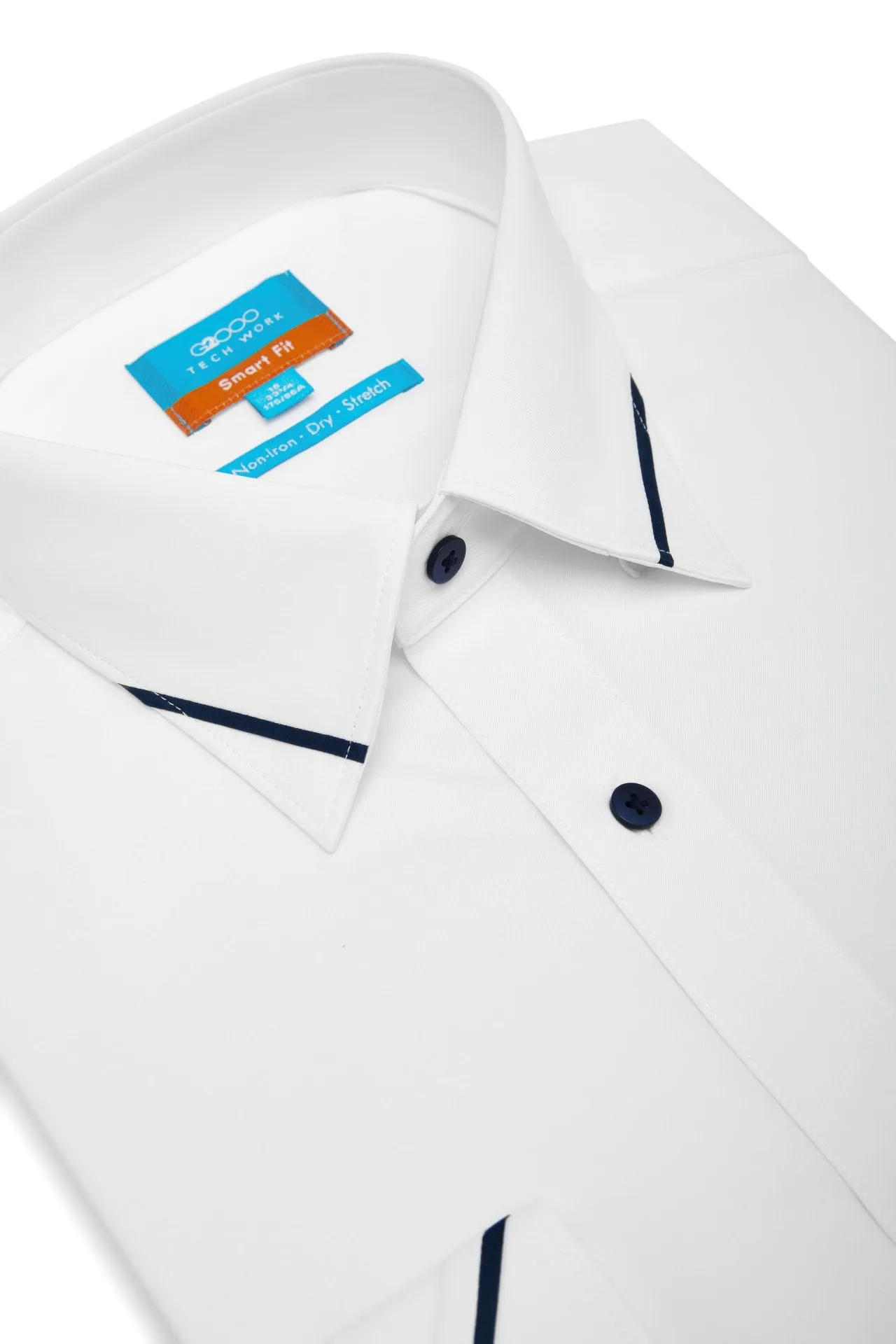 Non-Iron Dry Stretch Smart Fit Poplin Shirt Design Detail Collar