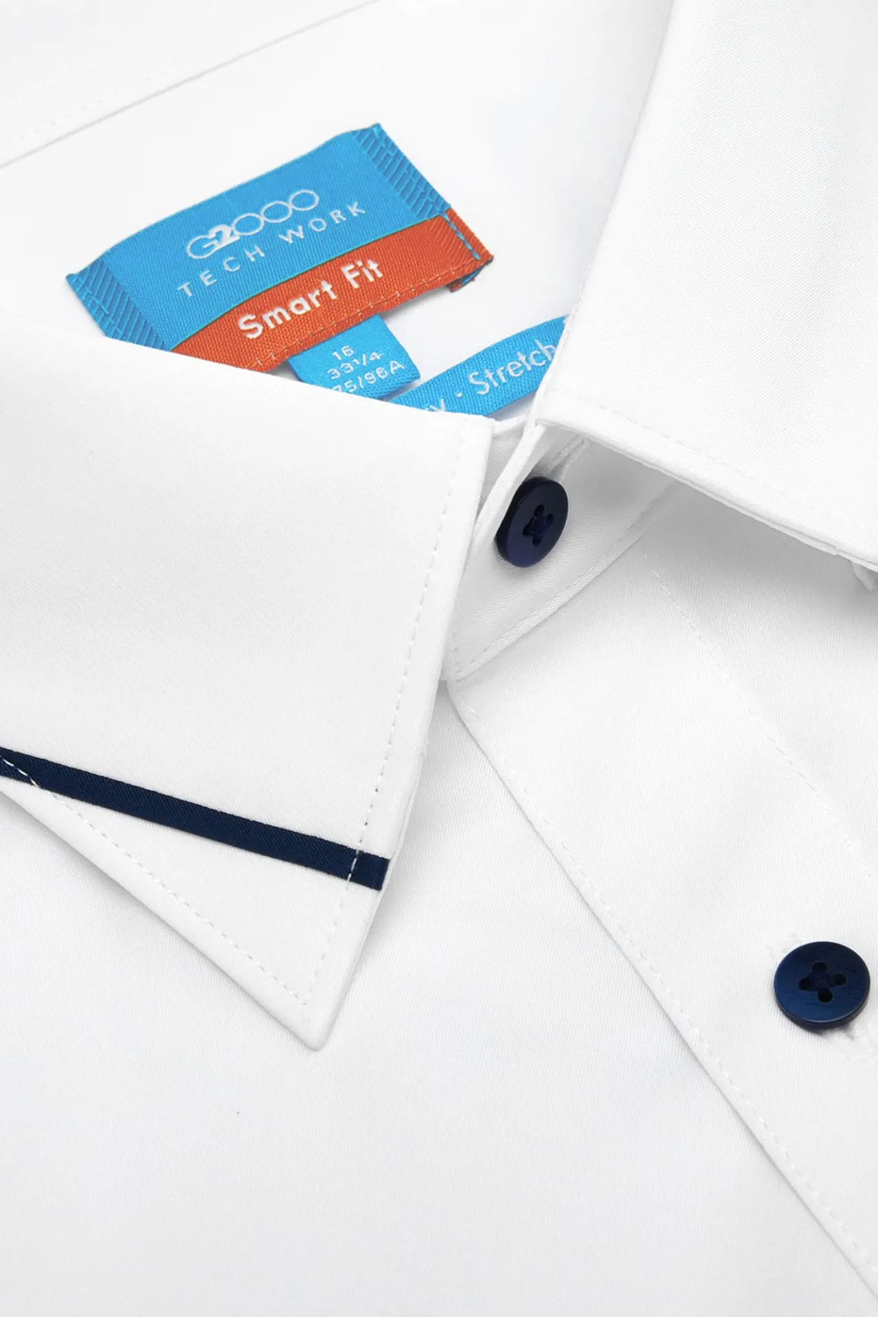 Non-Iron Dry Stretch Smart Fit Poplin Shirt Design Detail Collar