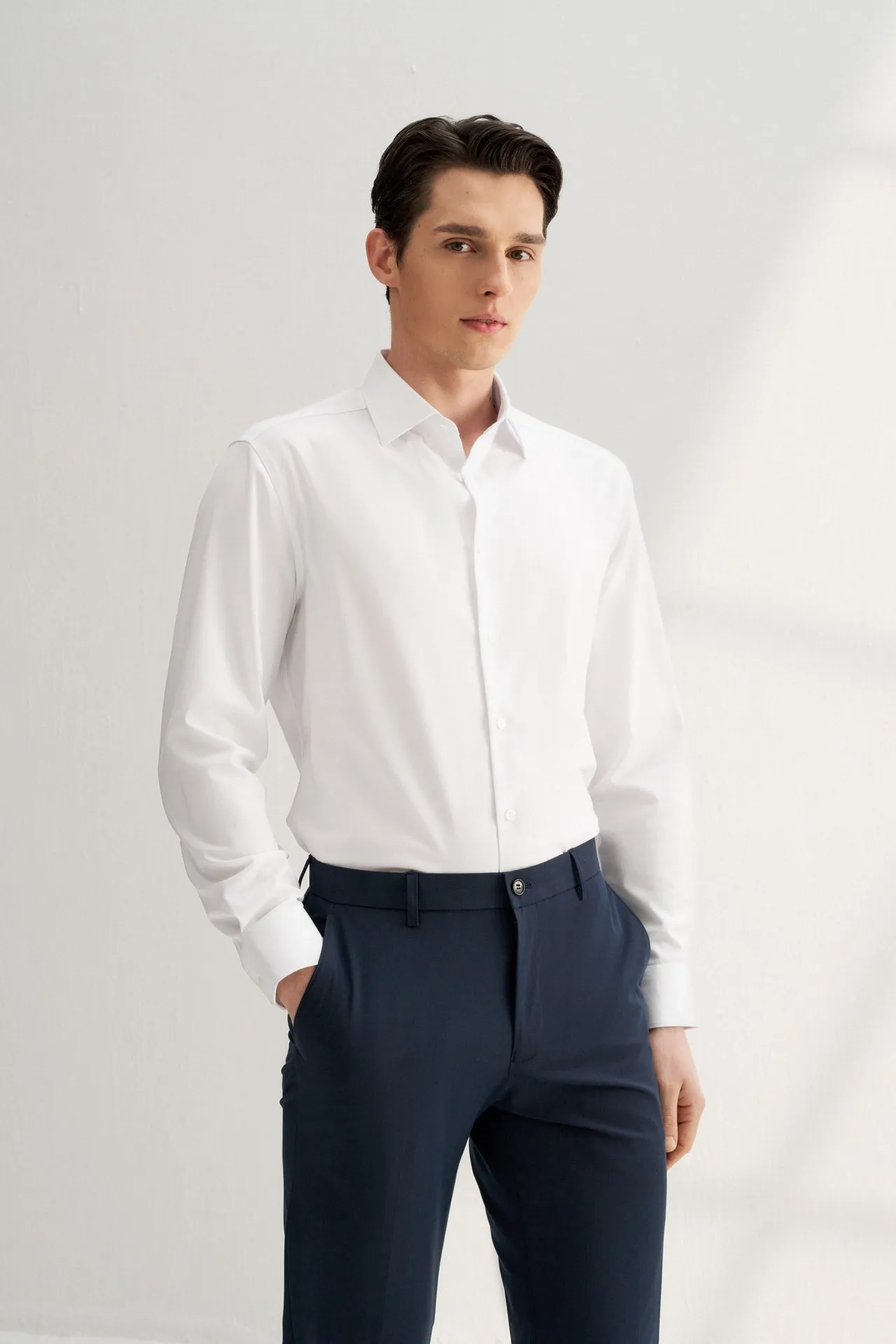 Non-Iron Silky Touch Stretch Smart Fit Twill Shirt