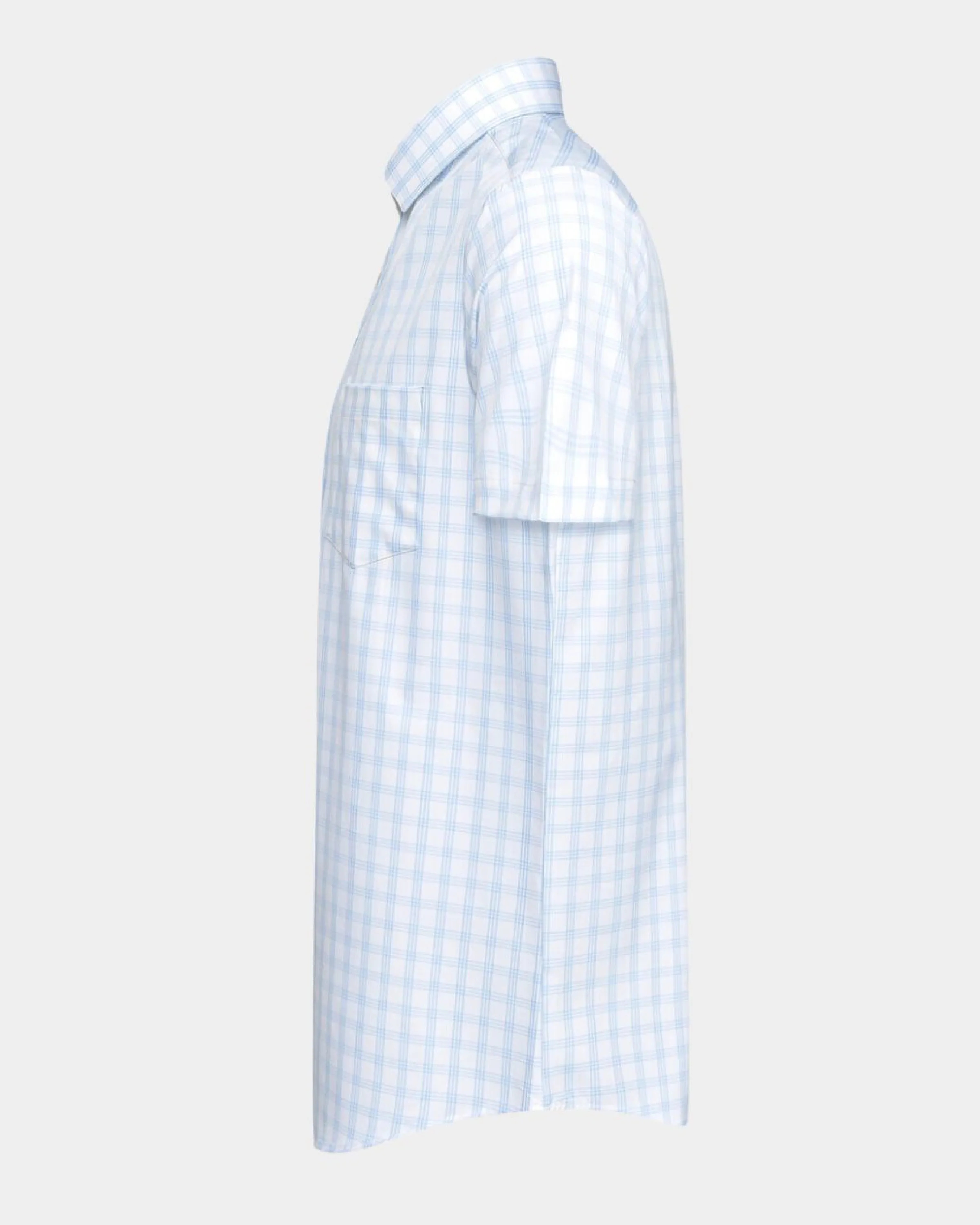 Phenom Classic Light Blue Tartan Short Sleeve Dress Shirt