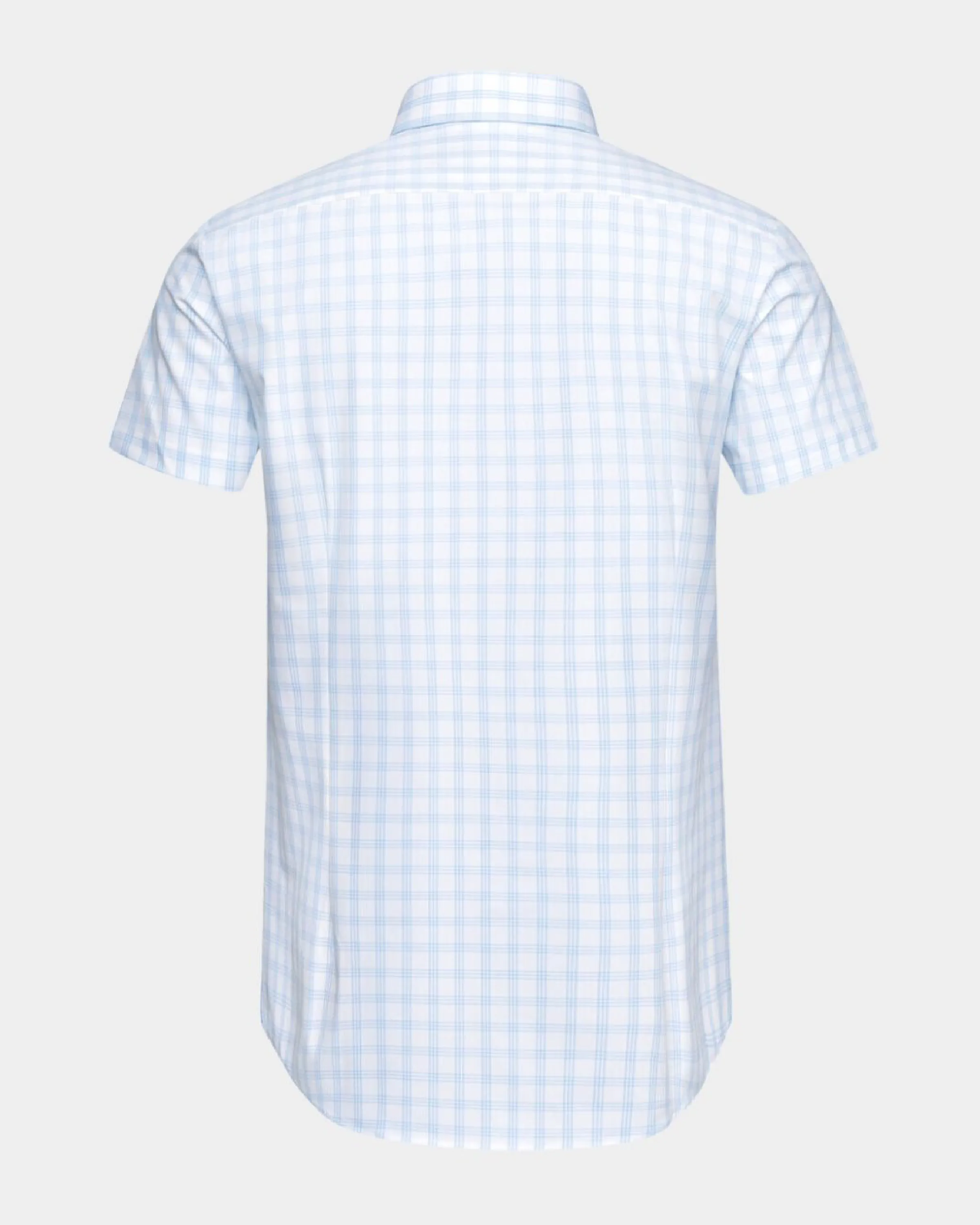 Phenom Classic Light Blue Tartan Short Sleeve Dress Shirt