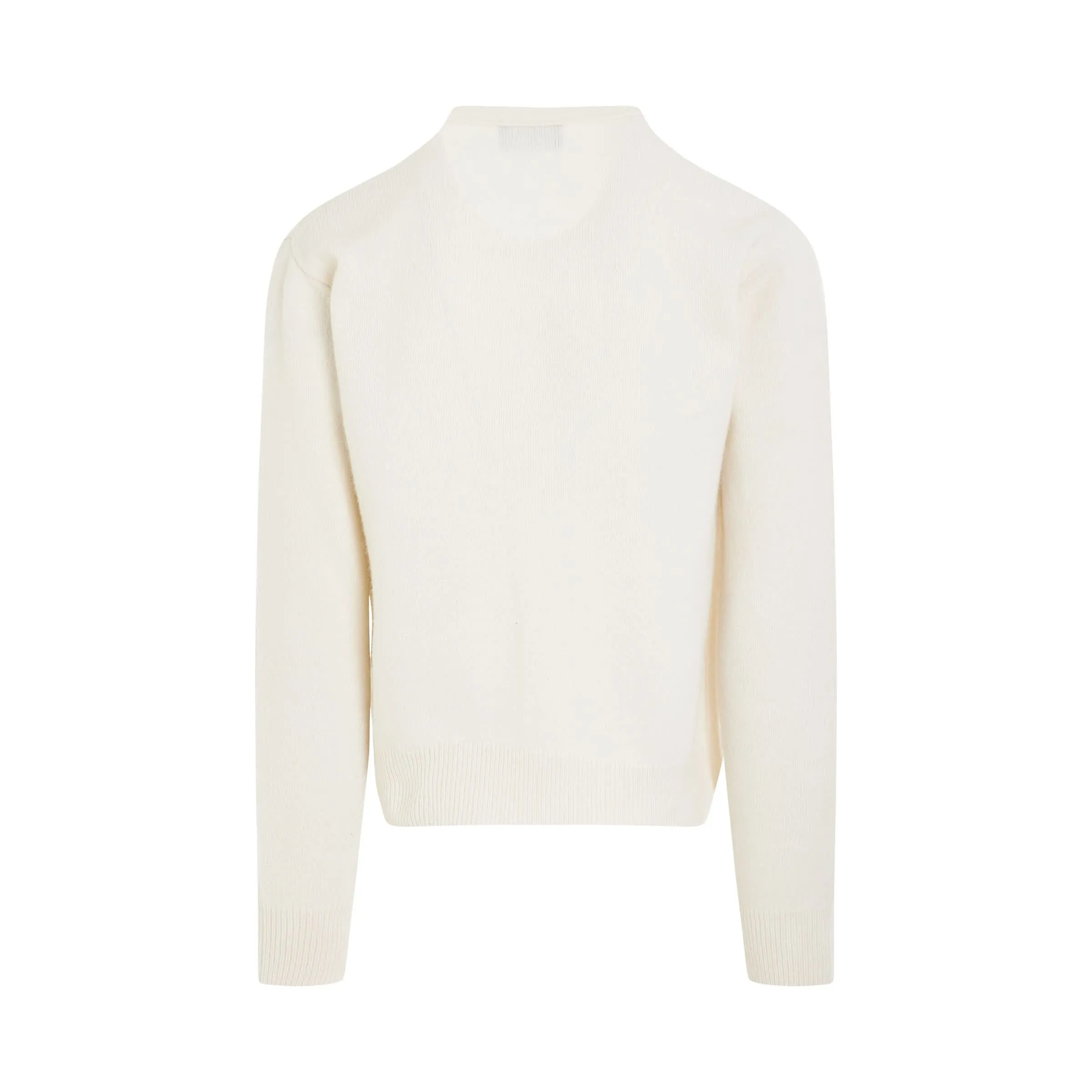 Pocket Logo Knit Cardigan in Ivory