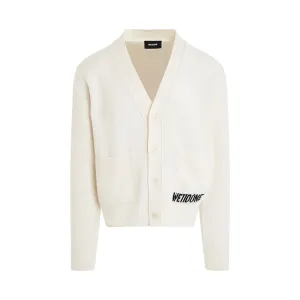 Pocket Logo Knit Cardigan in Ivory