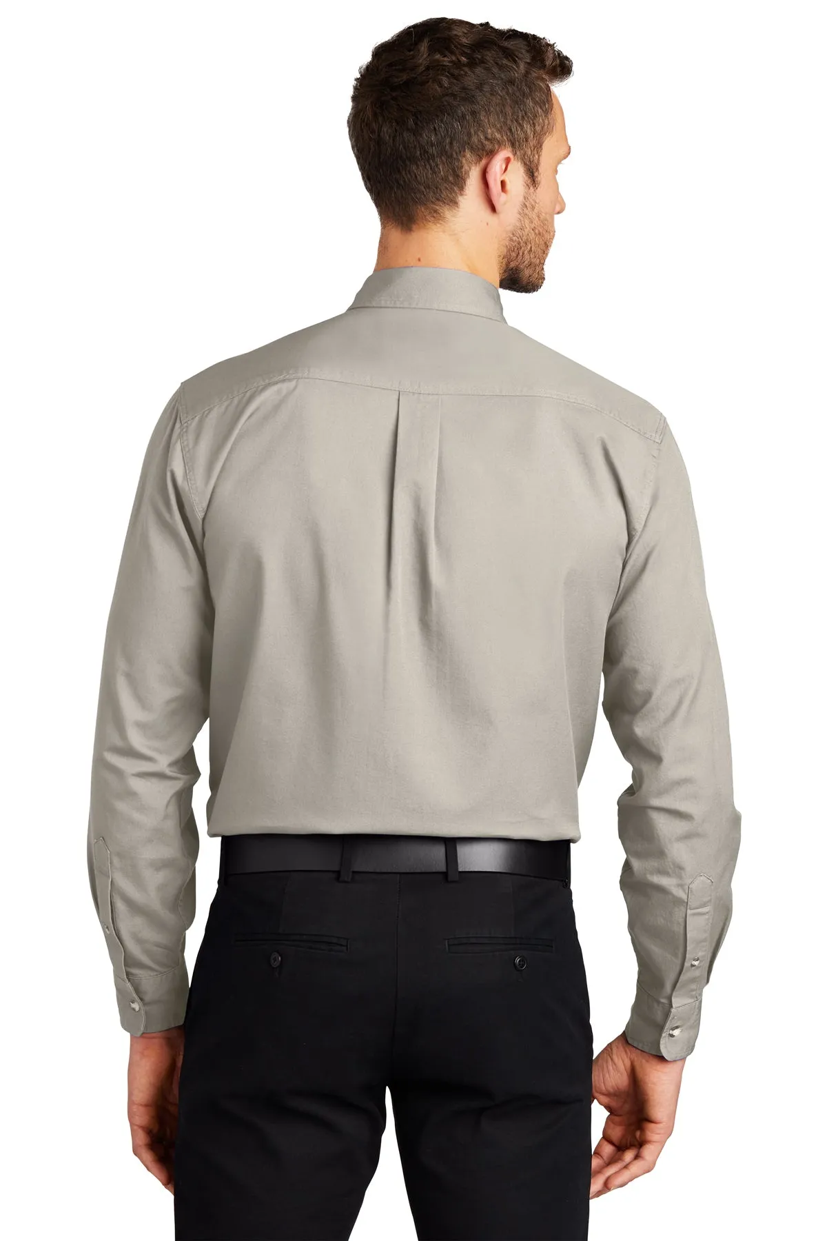 Port Authority Long Sleeve Custom Twill Shirts, Stone