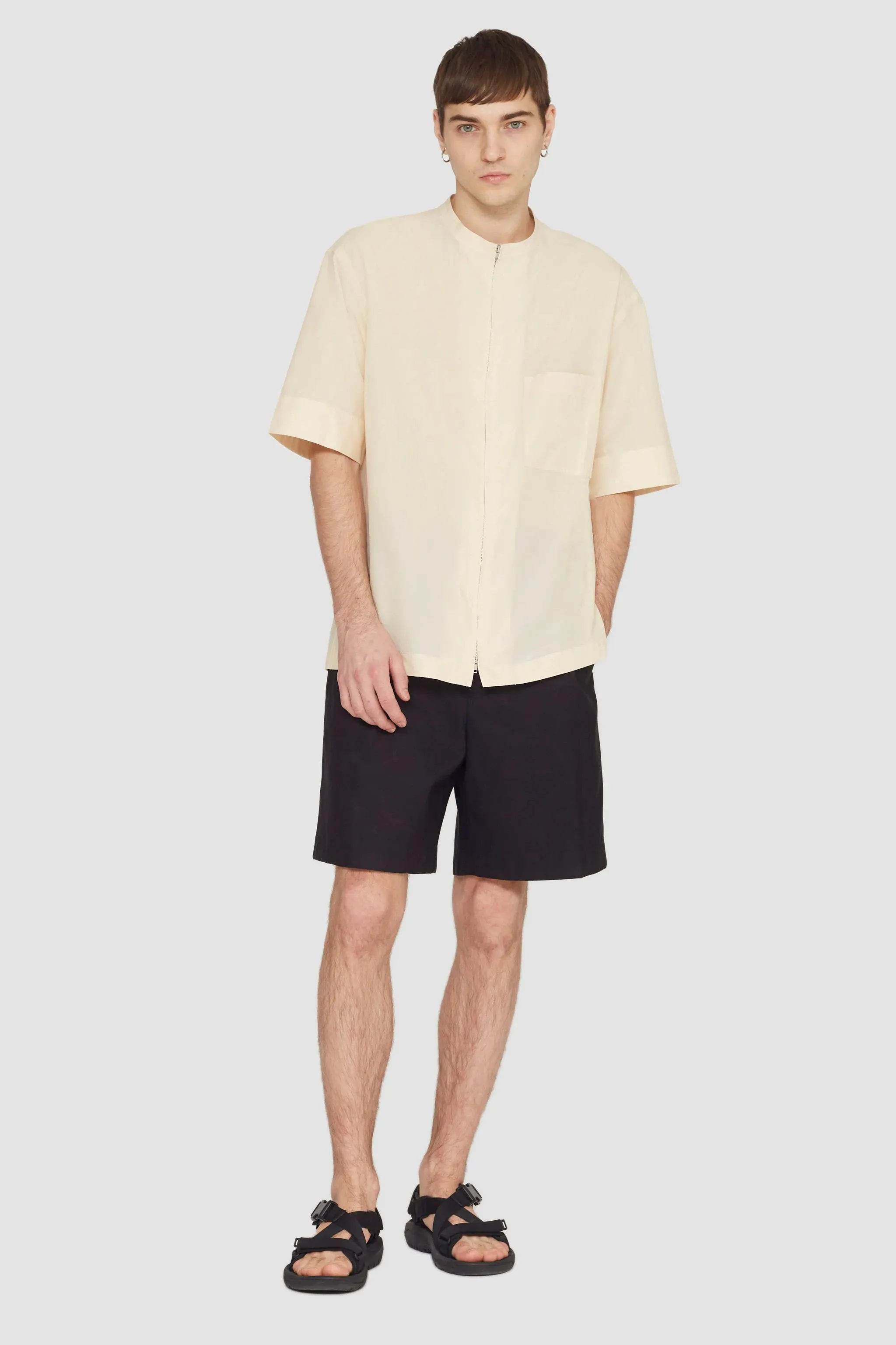 Short Sleeve Zip-Front Shirt