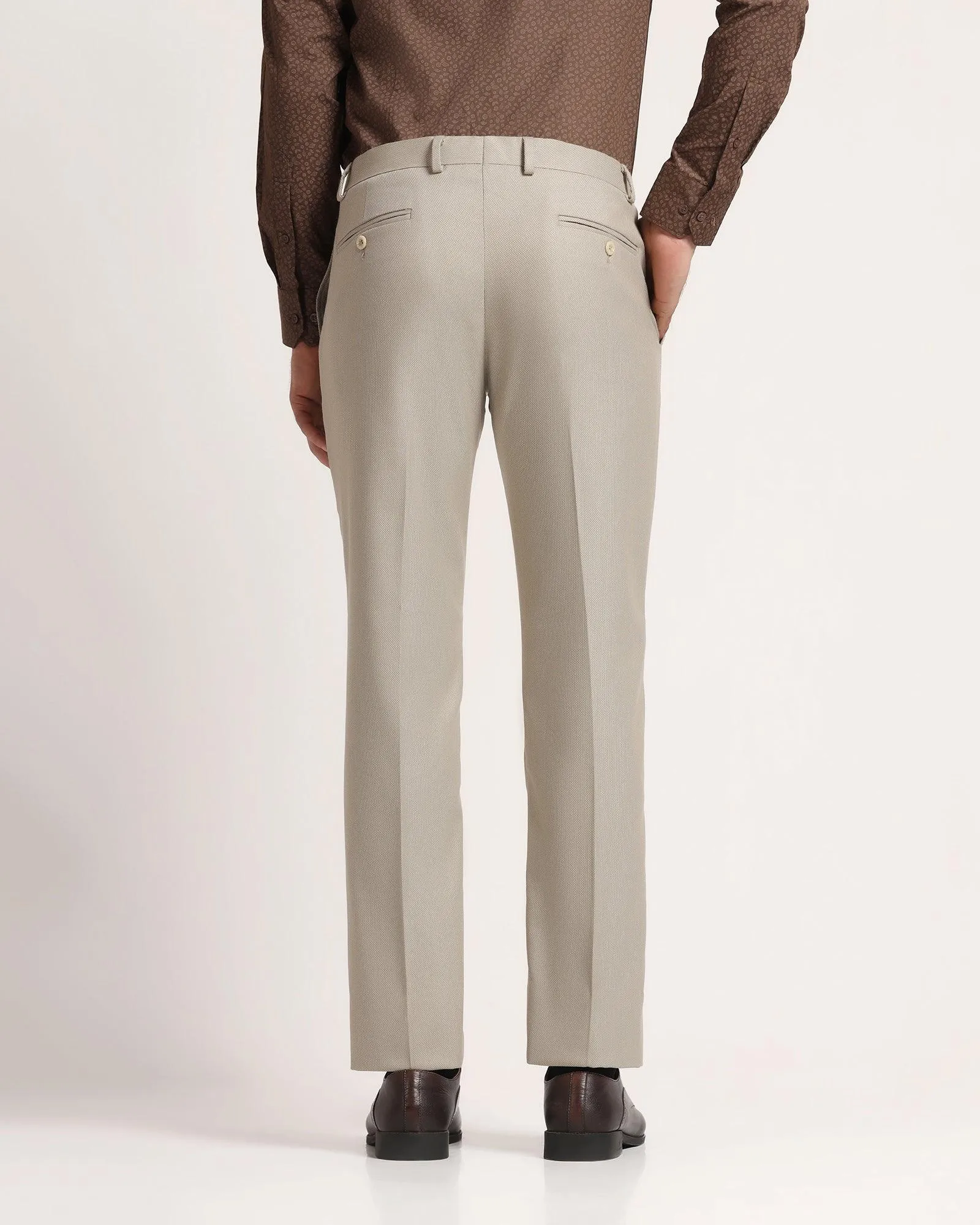 Slim Comfort B-95 Formal Beige Textured Trouser - Vegas