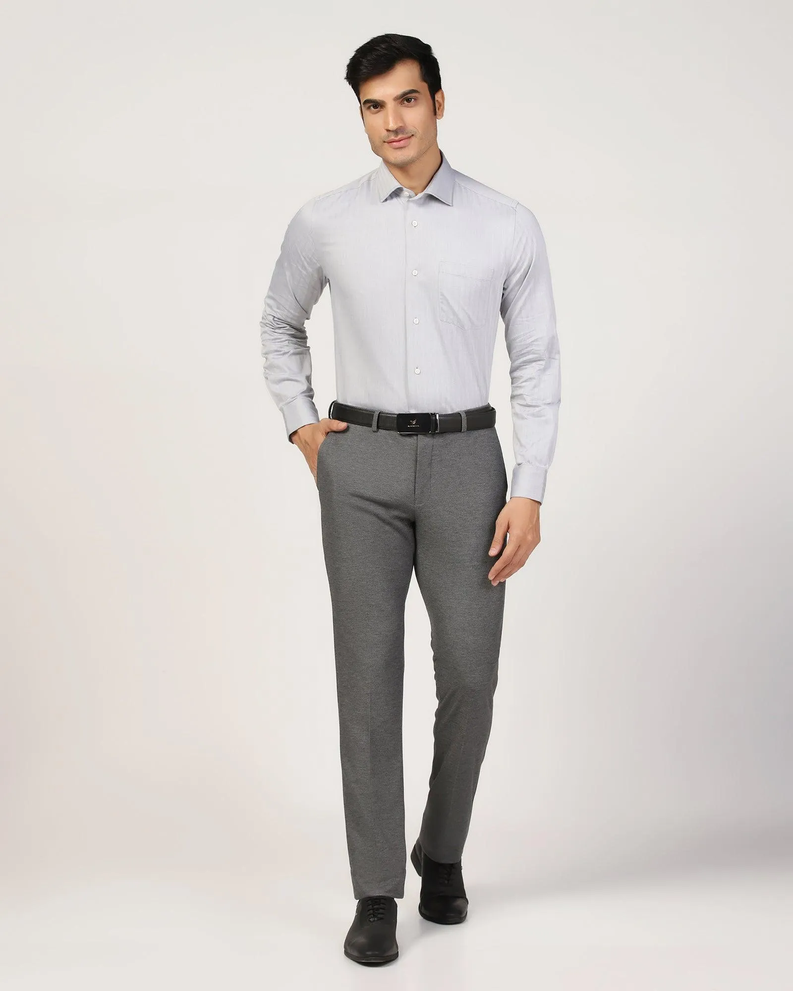 Slim Comfort B-95 Formal Dark Grey Textured Trouser - Pulse