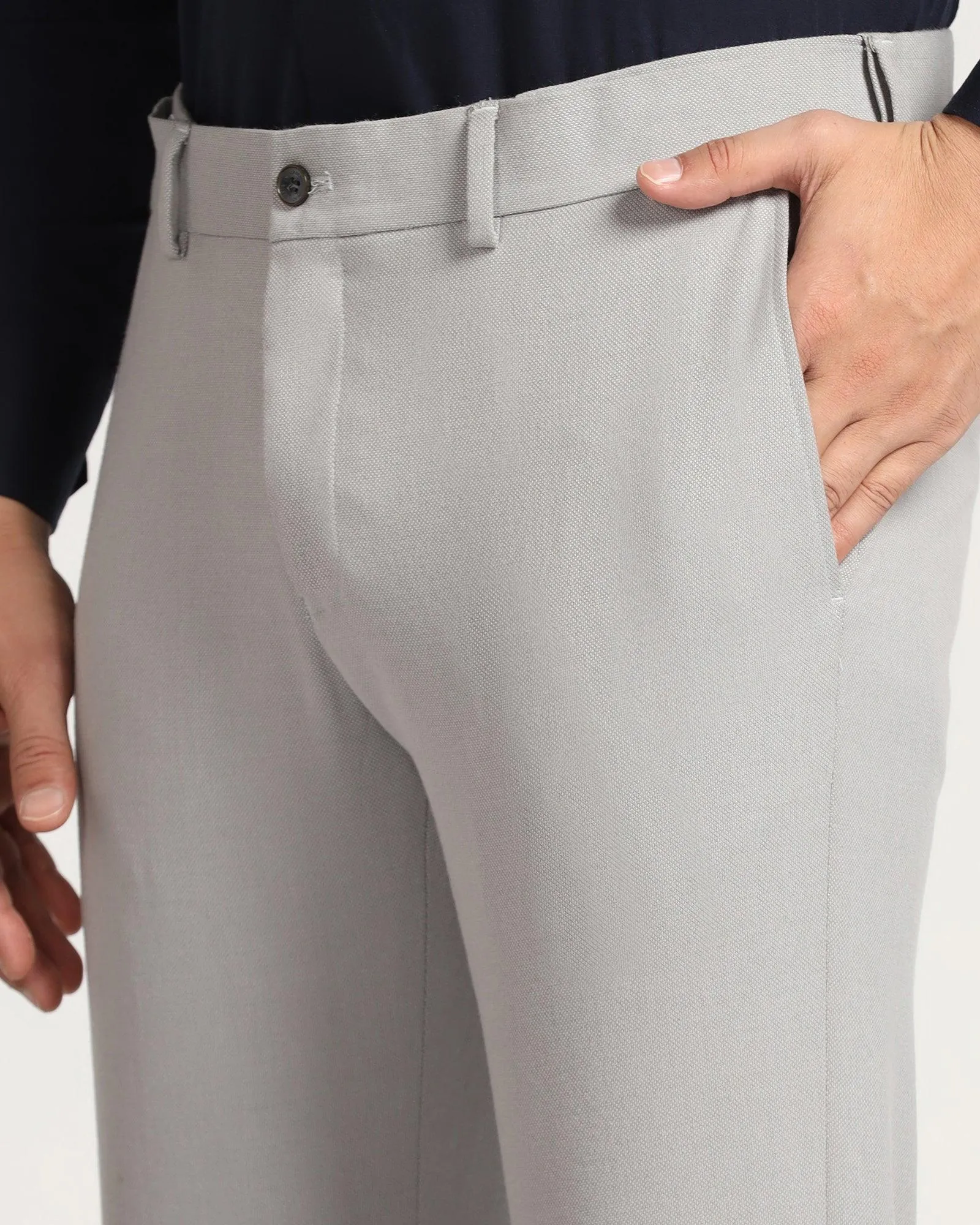 Slim Comfort B-95 Formal Grey Textured Trouser - Garry