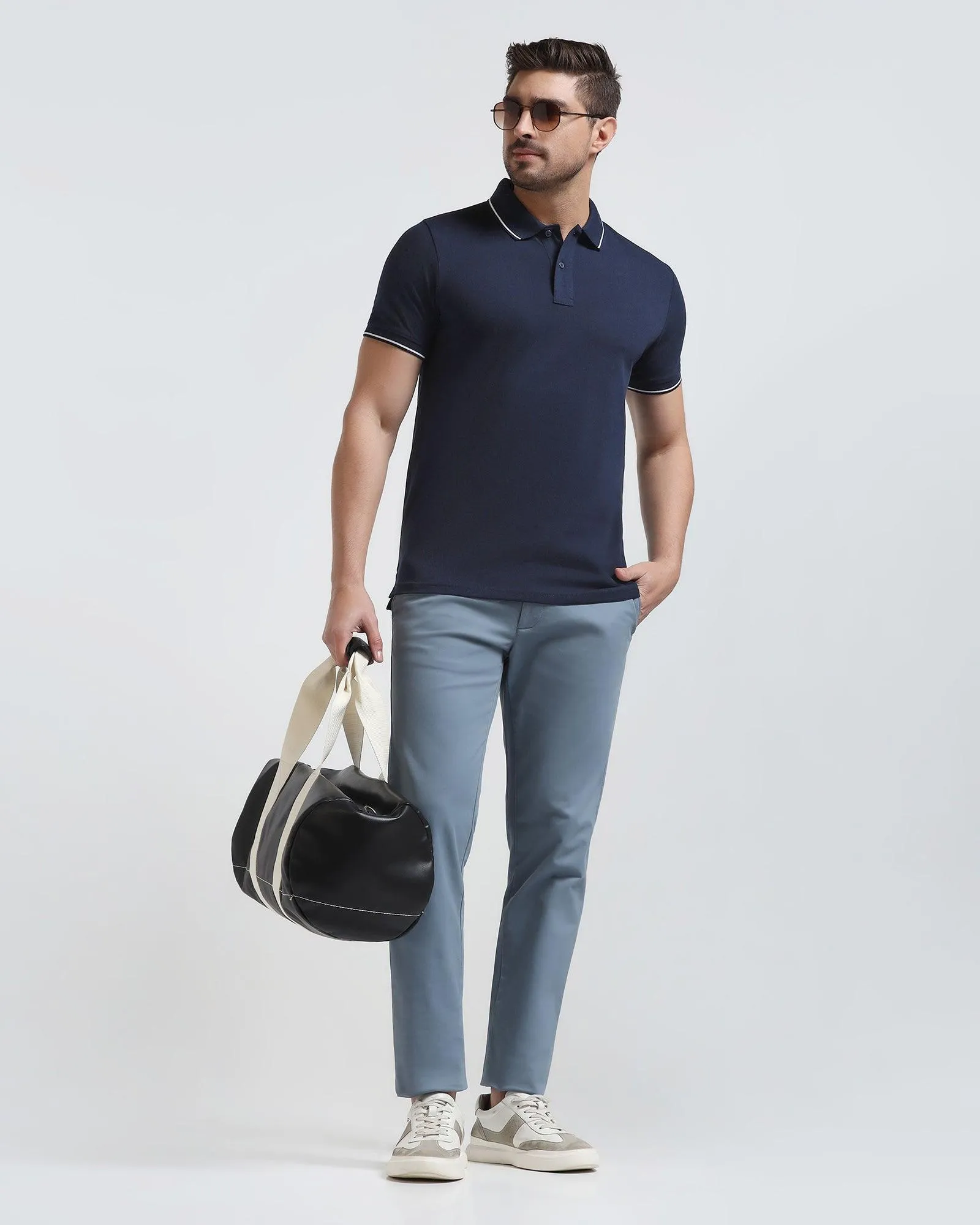 Slim Fit B-91 Casual Blue Solid Khakis - Lab