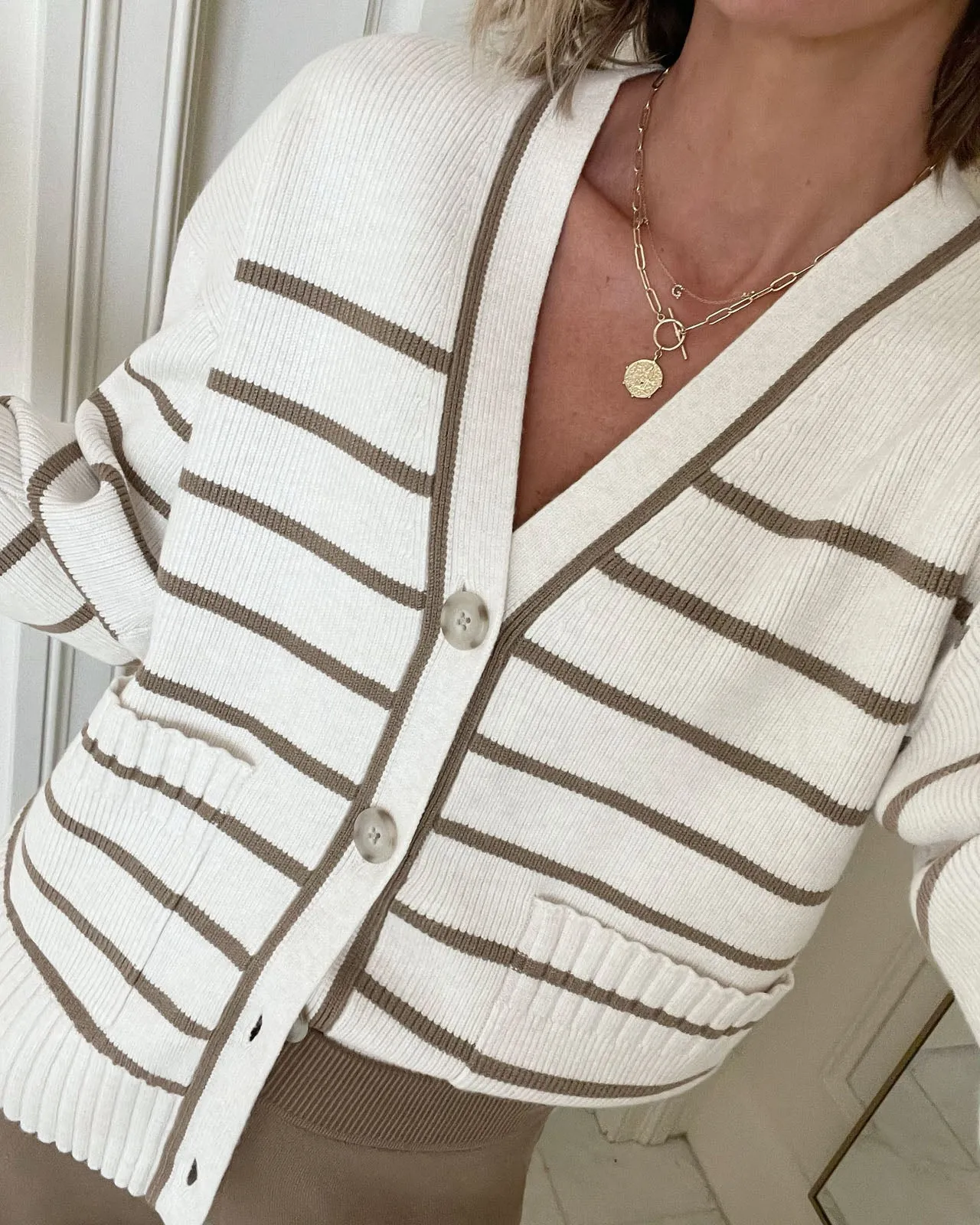 Splendid x @Cellajaneblog Stripe Button Front Cardigan