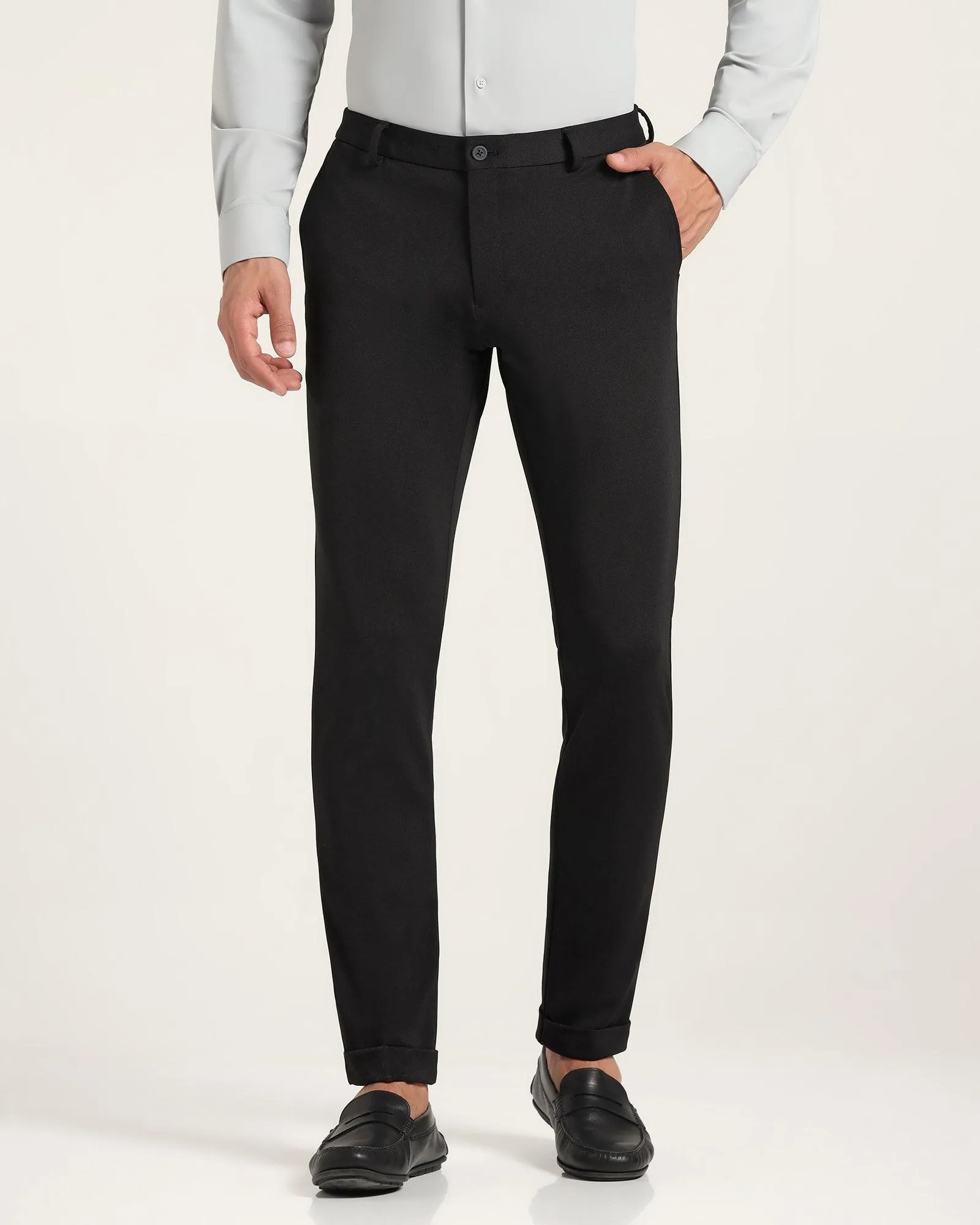 TechPro Super Slim Phoenix Formal Black Textured Trouser - Sol