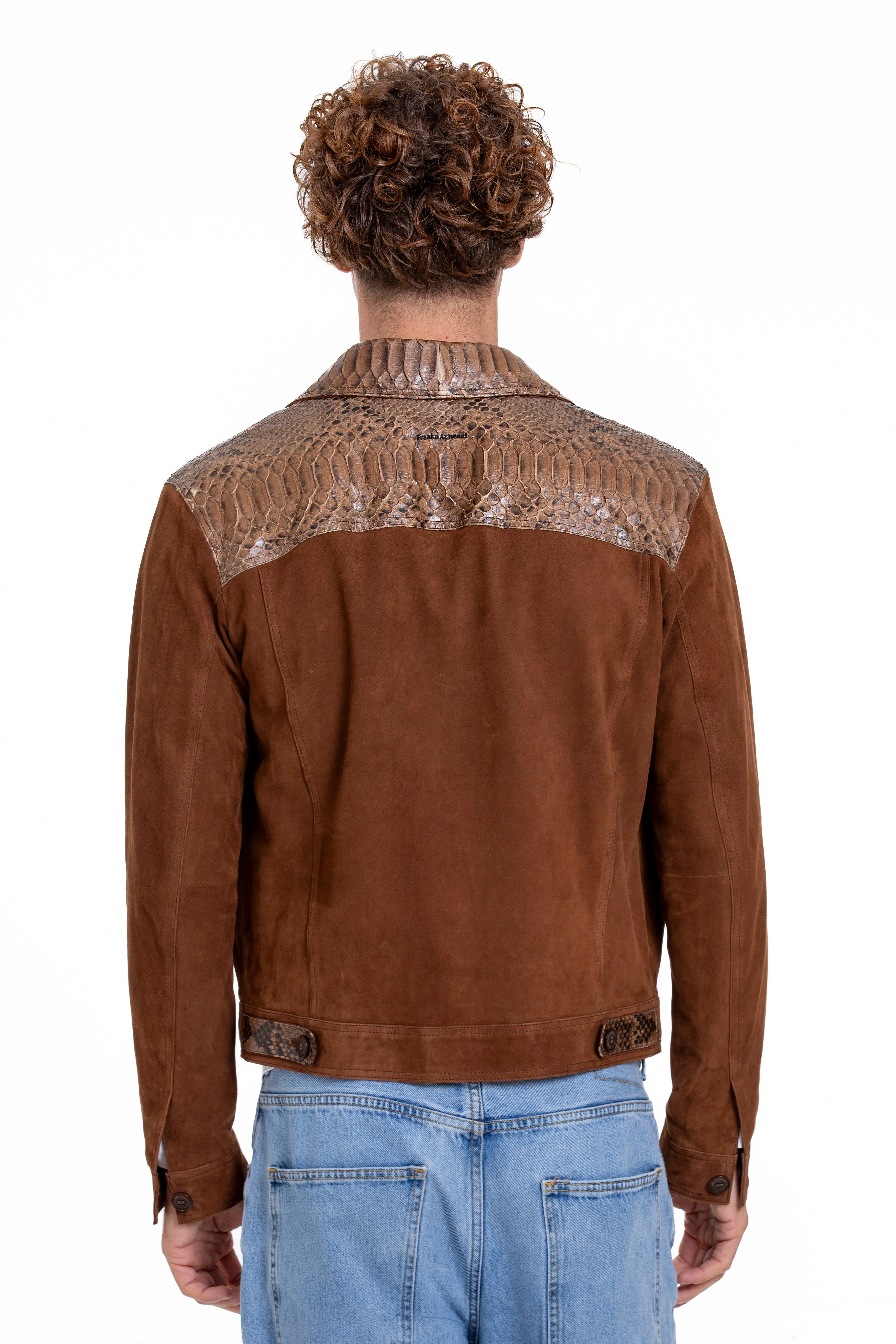 The Margaraten Pythn Skin Suede Leather Tan Men  Jacket