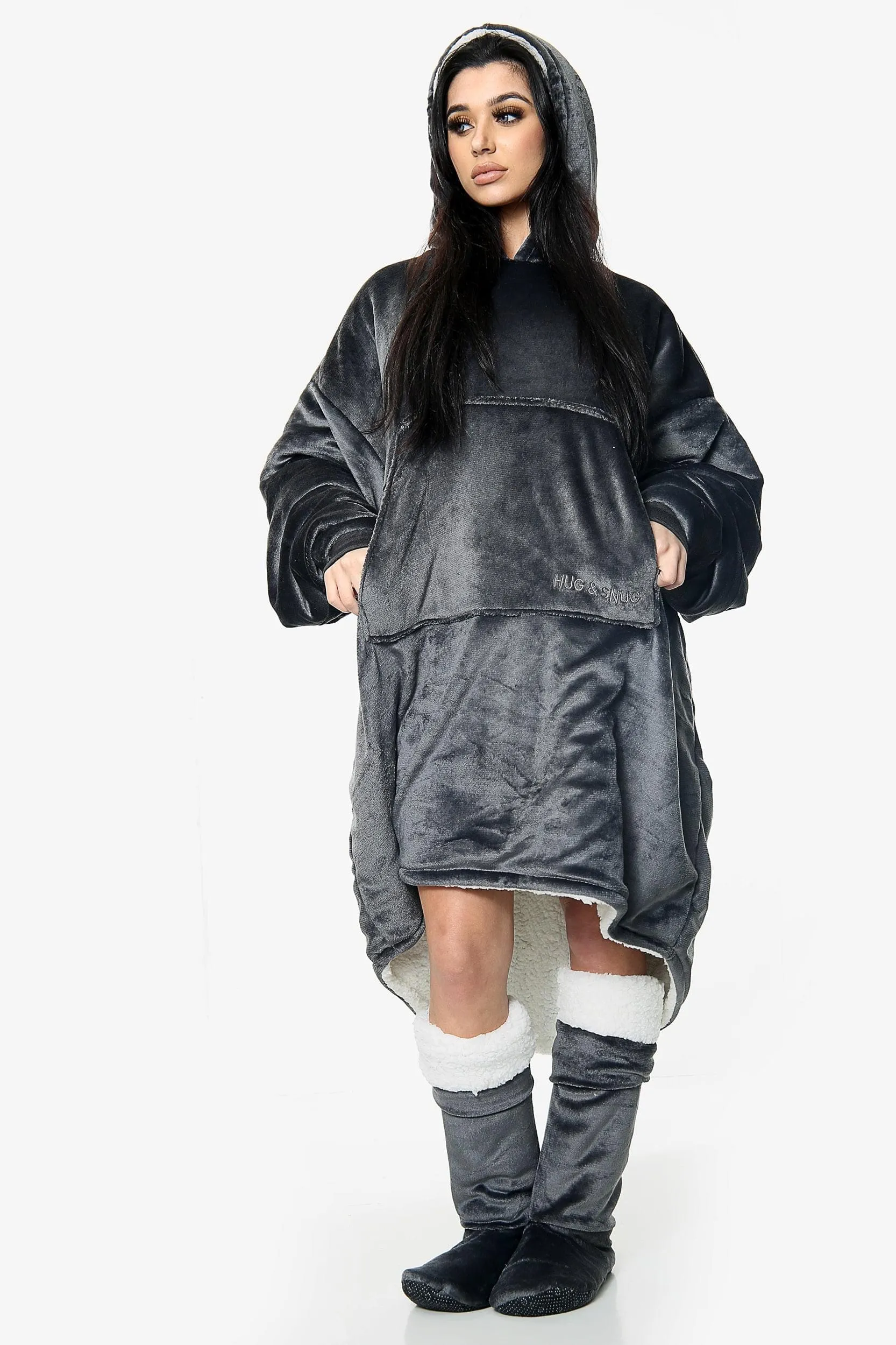 Unisex Charcoal Blanket Hoodie